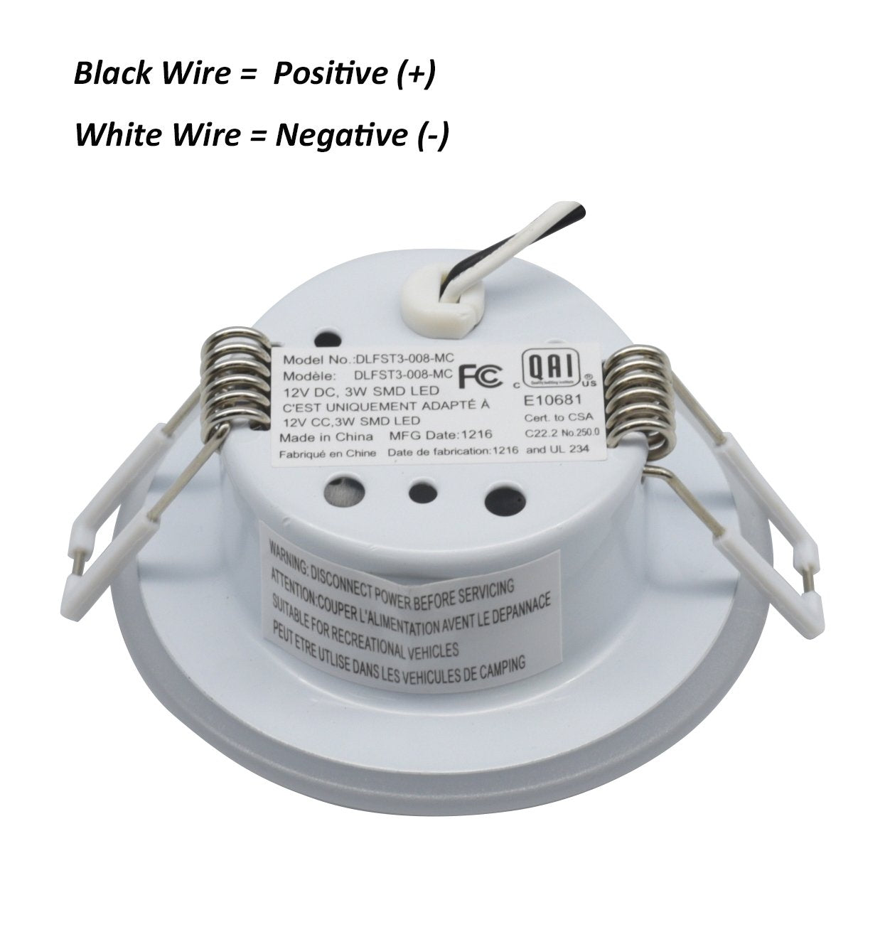 Facon 3 Inch 12V LED RV Puck Light, DLFST3-008/RVR3H-MH34, 3400K Full Aluminum Recessed Mount Down Light, 12Volts Interior Light
