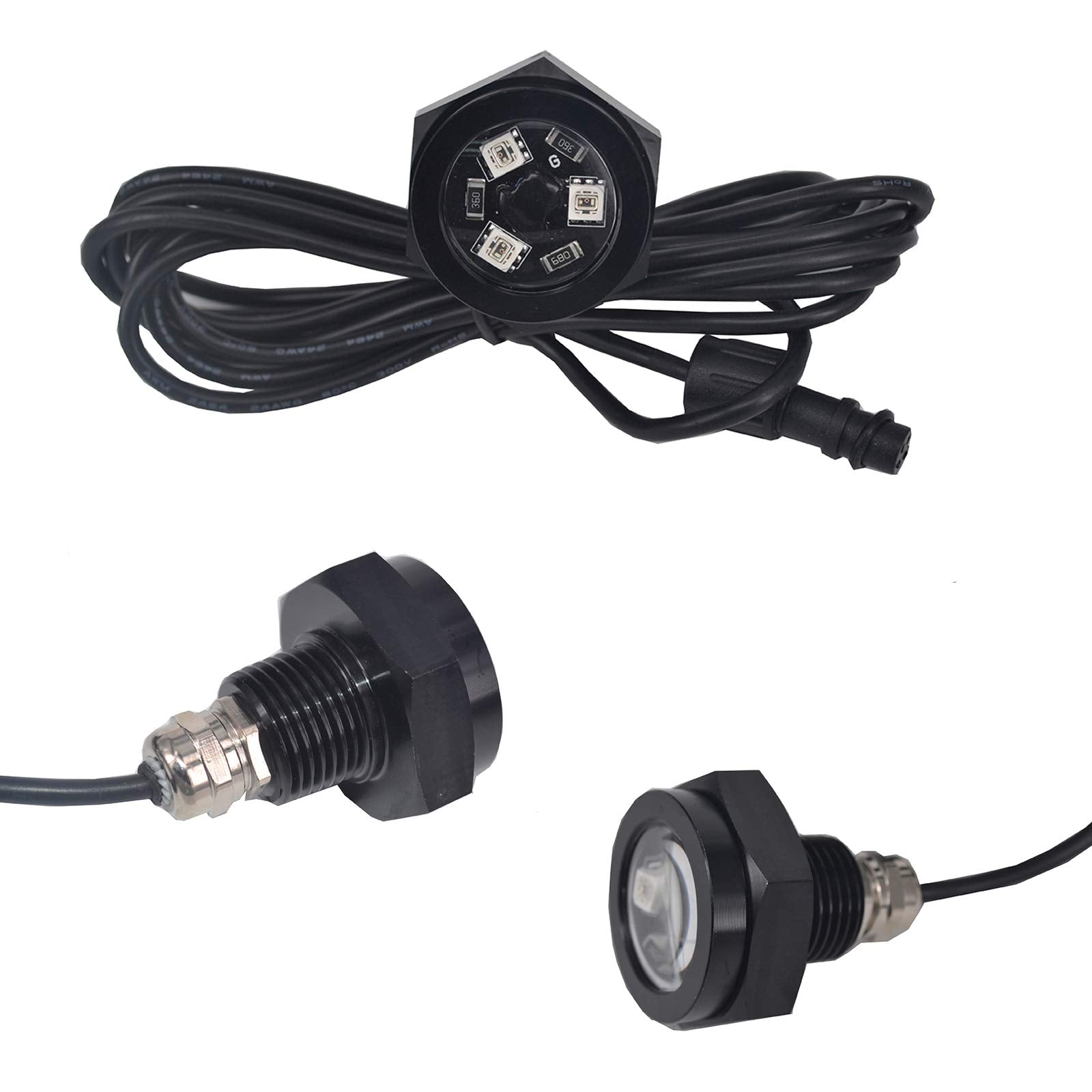 Nbwdy 2Pcs Rgb 1/2" Npt Led Boat Drain Plug Light Underwater Light,Boat Trailer Light,Dc 12V,No Holes To Drill,Rf App Control Marine Boat Led Light For Fishing Swimming Diving