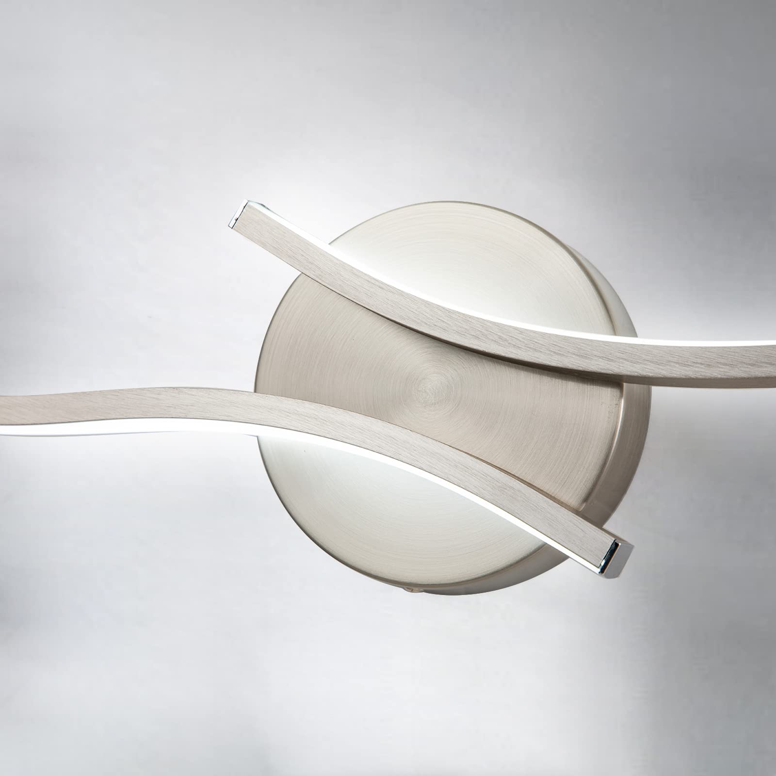 Huoku Modern Bathroom Vanity Light  32Inch Dimmable Brushed Nickel Bathroom Lighting Fixtures Over Mirror  23W Aluminum Wall Light For Living Room 6000K White Light