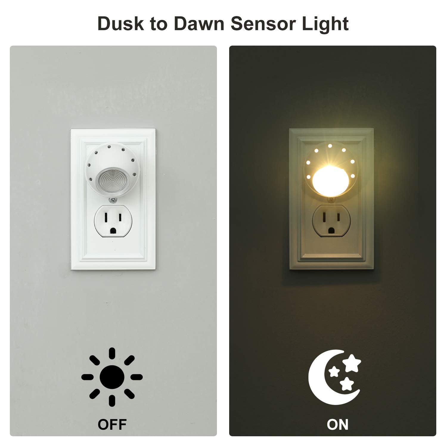 DEWENWILS Plug-in Night Lights, 360° Rotating LED, Dusk to Dawn Sensor, Warm White, UL Listed, 4 Pack, Model 02R