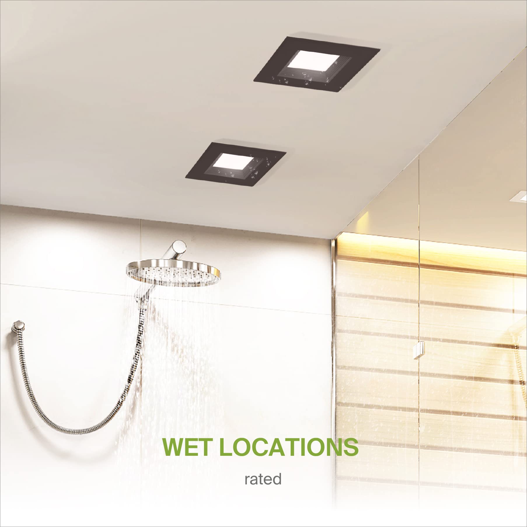 Asd Bronze 6 Inch Retrofit Led Square Recessed Lighting - 12W 1023Lm 2700/3000/3500/4000/5000K Selectable Dimmable Led Downlight  Wet Rated Cri90 Baffle Trim Square Can Lights  Ul 6 Pack