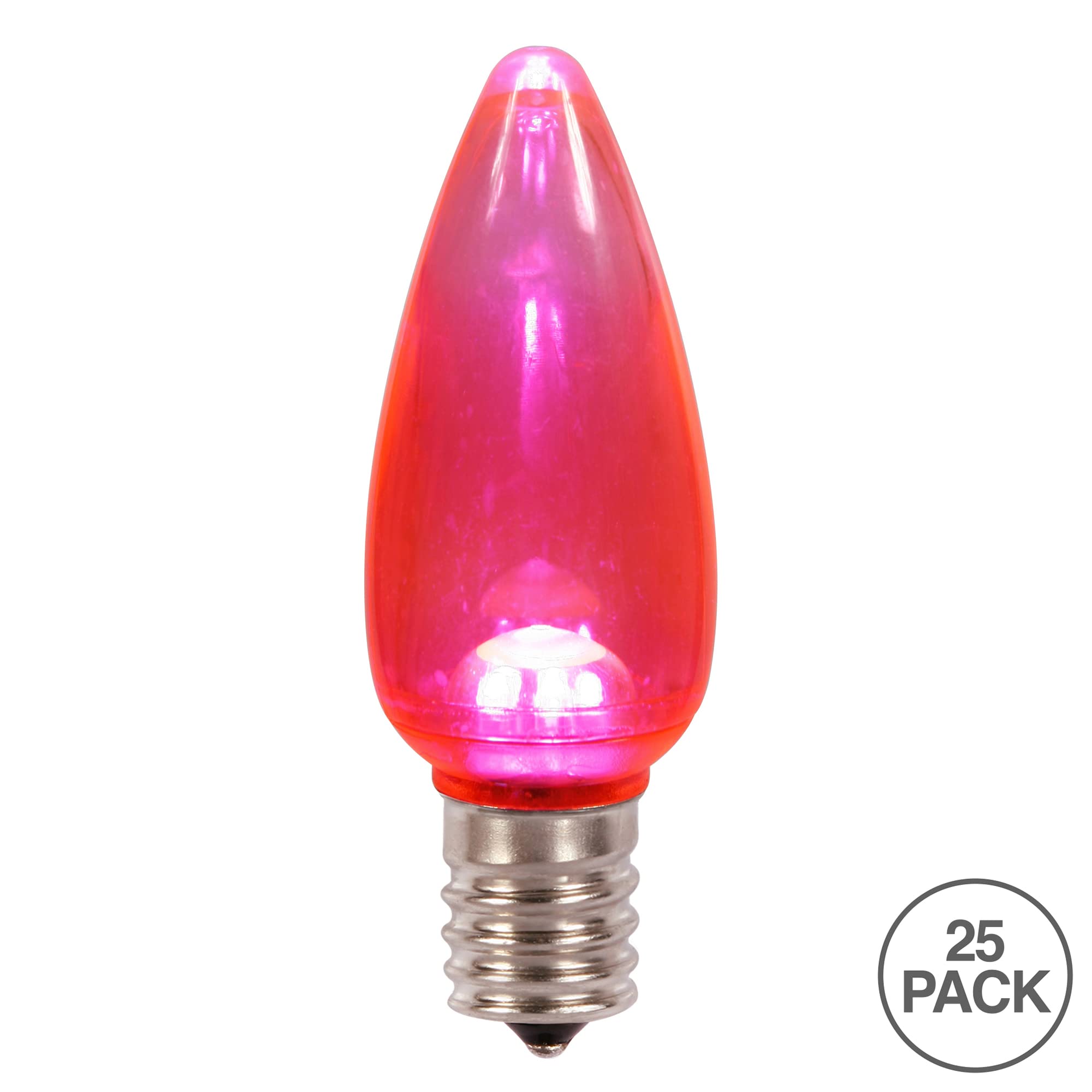 Vickerman C9 Transparent Plastic Led Pink Dimmable Bulb, E17 Nickel Base, 3 Diodes, .90Watts, 120Volts, 2 Lumens, 25 Per Case