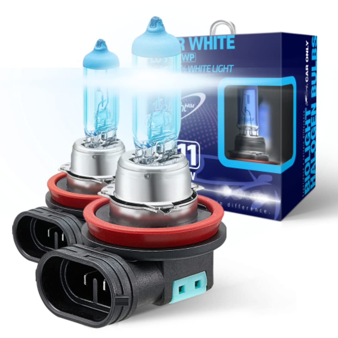 BIOLIGHT KM H11 Super White Plus 6000K Brighter Light Replacement Headlight Bulb, 2 pack