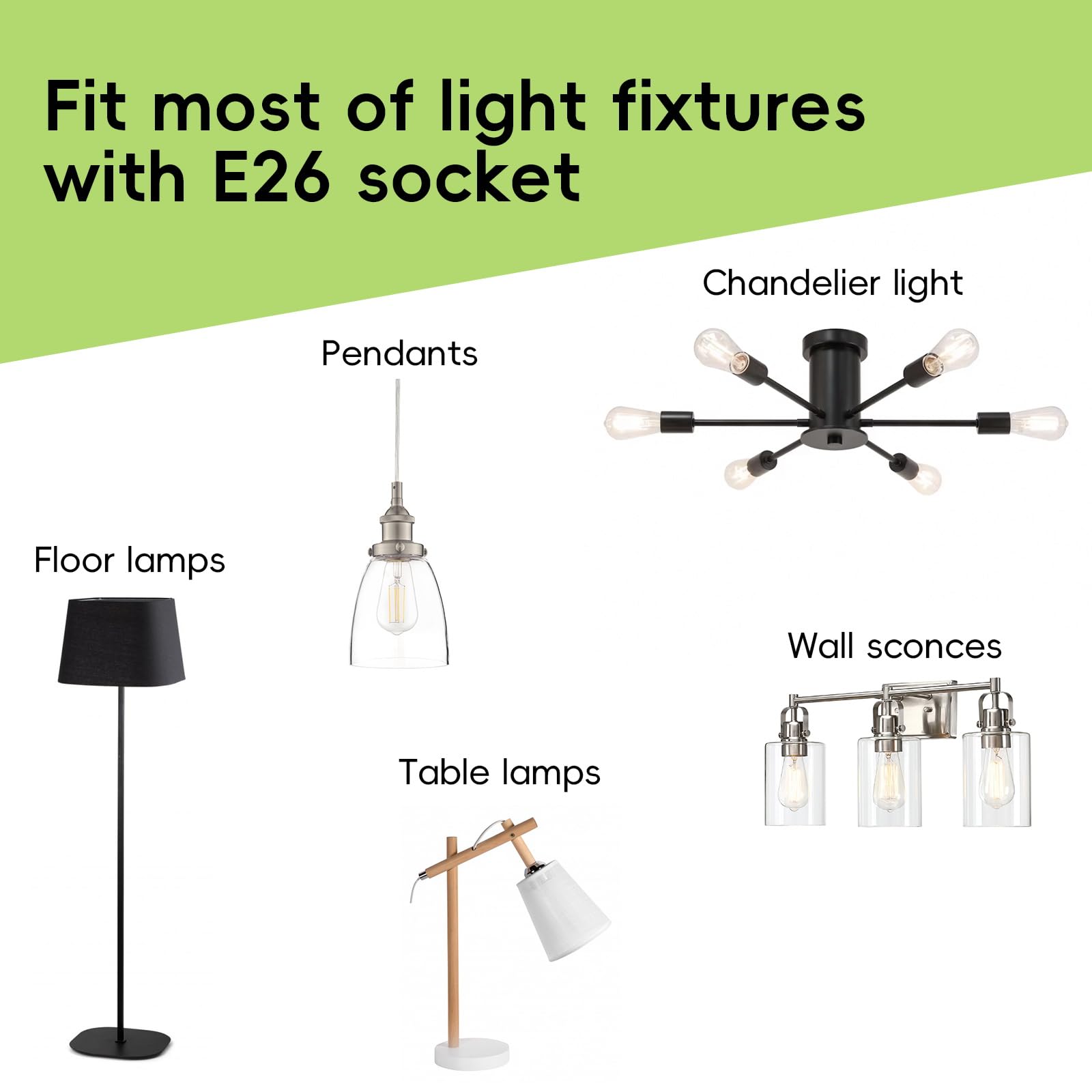 Jensense E26 LED Light Bulbs, 60W Equivalent, Dimmable, 5000K Daylight White, 7W, Glass, 6 Pack