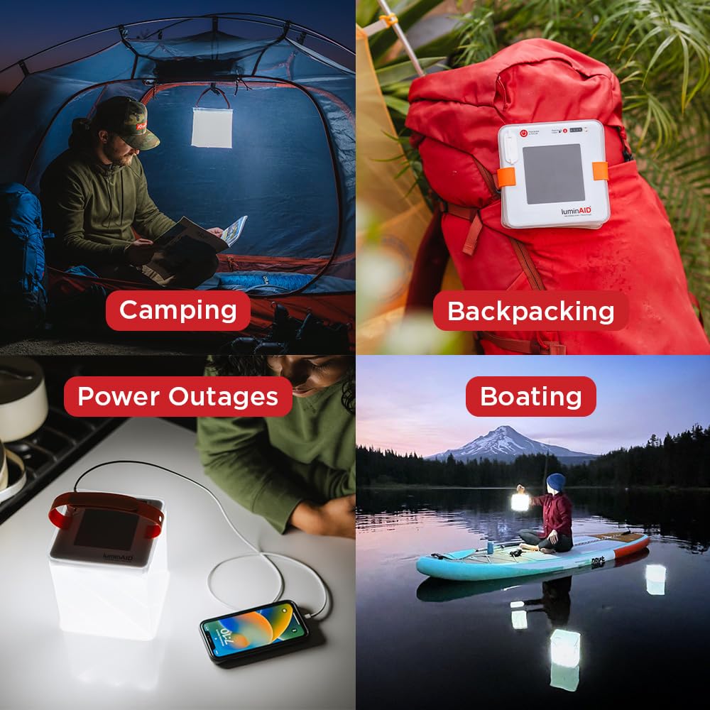 LuminAID Max Quick Inflate 2-in-1 Solar Camping Lantern and Phone Charger - Rechargeable LED Lamp for Camping, Hiking & Travel -