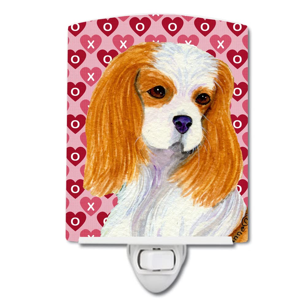 Carolines Treasures Ceramic Night Light, Cavalier Spaniel Hearts, 6x4x3in, Multicolor, Model SS4527CNL