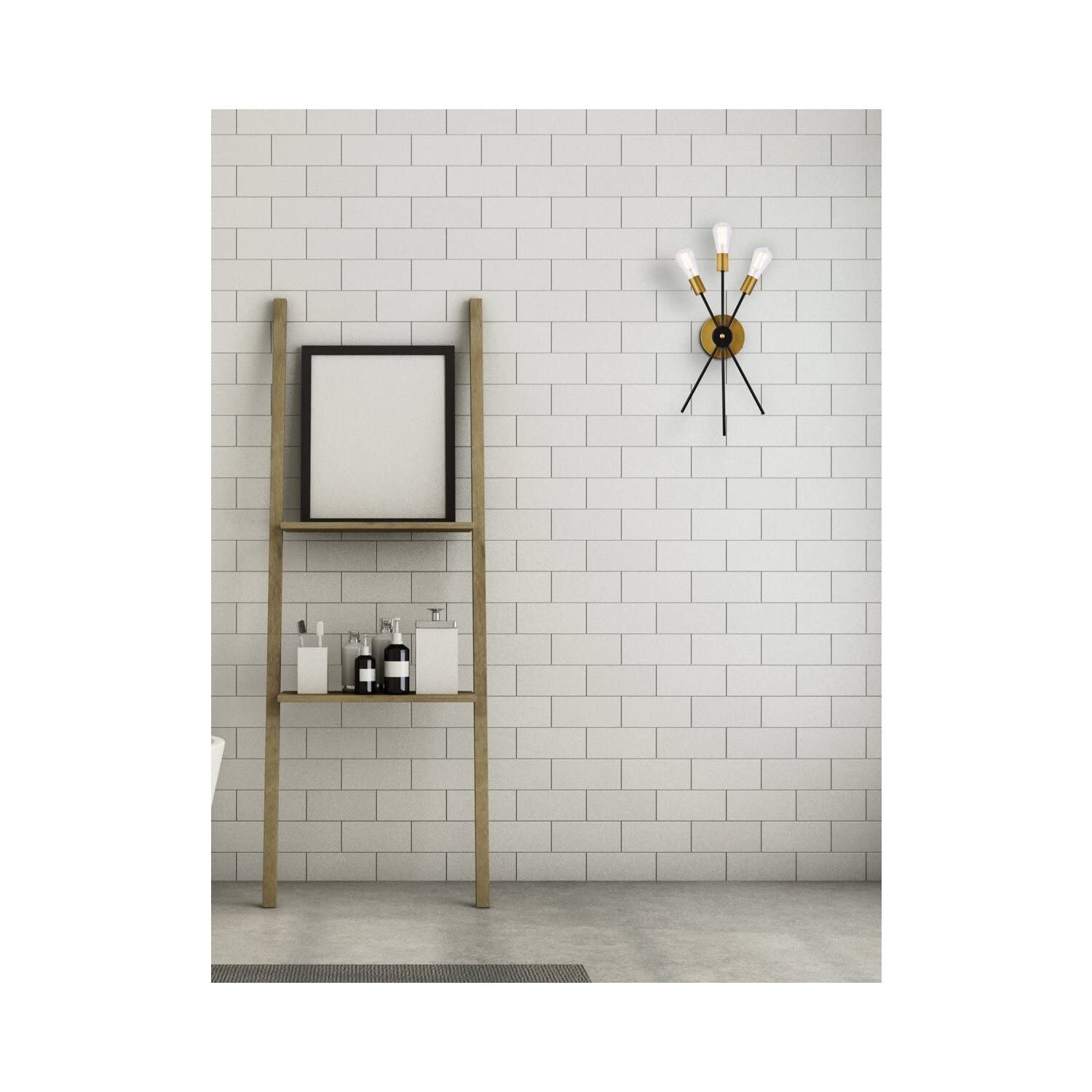 Living District Lucca 3-Light Mid-Century Metal Bath Sconce in Black and Brass