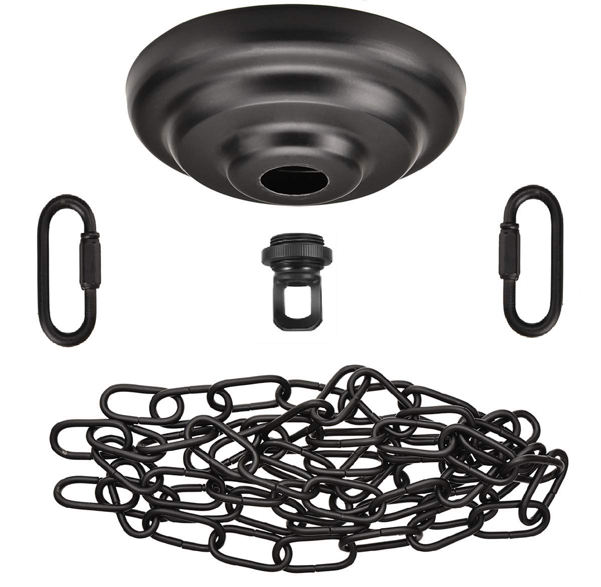 S SANGLE SOPFFY Canopy Kit and Pendant Light Fixture, Heavy Duty Iron, 6ft, 60lbs Max Weight, Simple Black, Model canopy kit-001