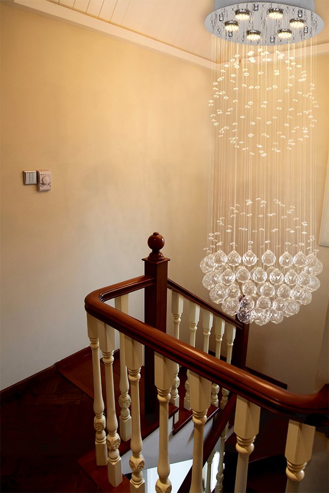 CRYSTOP Contemporary Raindrop Crystal Chandelier Light Fixture 15" D x 40" H Silver for Dining Room, Kitchen, Living Room