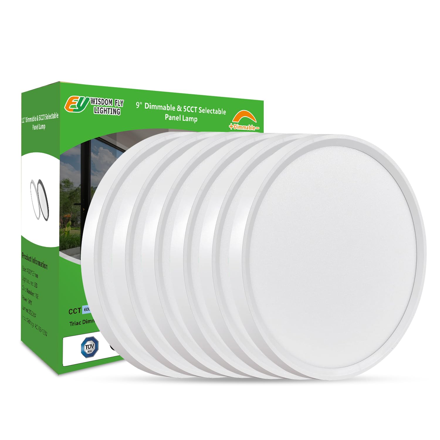 Dimmable 9 Inch Led Flush Mount Ceiling Light, 2700K/3000K/4000K/5000K/6000K Cct Selectable,18W 1860Lm Round Flat Panel Light Lo