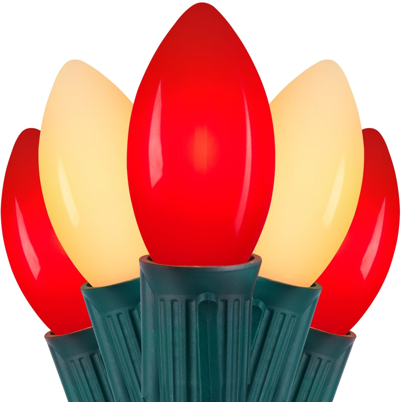 Vintage C9 Led Christmas Lights Outdoor  100 Feet String Lights With 50 Shatterproof Bulbs  Waterproof Connectable Christmas Tree Lights For Outside Roofline Patio Xmas Decor  Red & Warm White