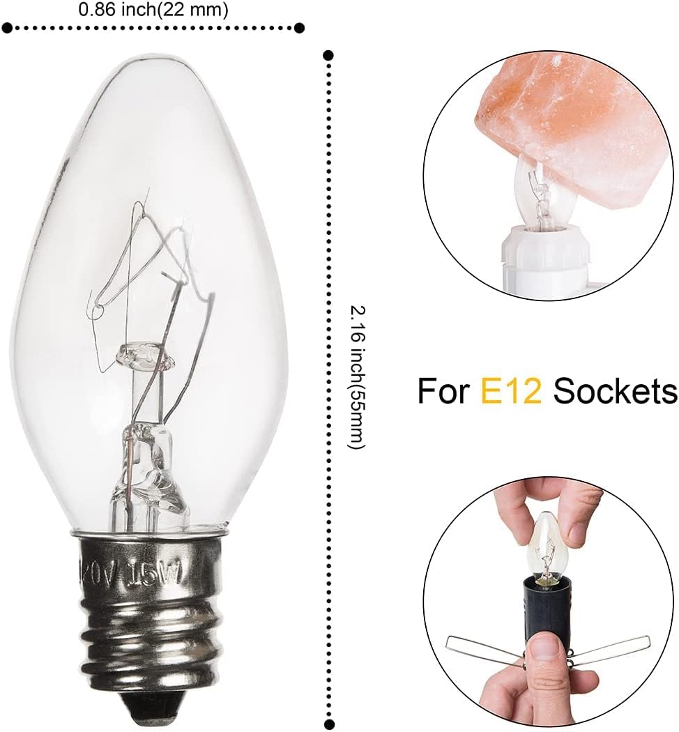 OHLGT 28 Pack Salt Lamp Light Bulbs, 15 Watt Incandescent E12 Socket, Long Lasting Warm Light