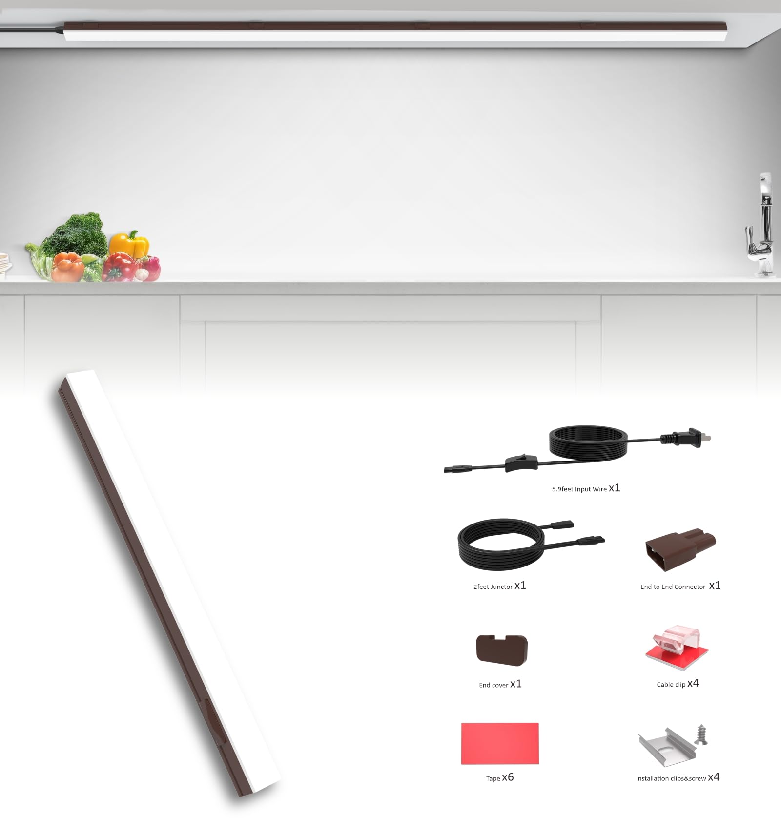 Leetdud Under Cabinet Lighting Plug In  32 Inch 1 Pc  Linkable Ac120V 3Cct 3000K/4000K/5000K Ultra Slim  Led Under Cabinet Lights For Counter Light  Kitchen  Shelf  Sink  Workshop  Desk  Bronze