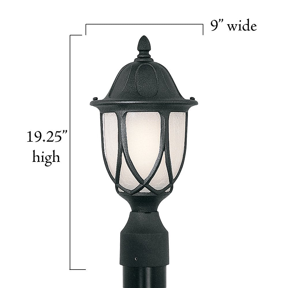 Designers Fountain Capella Outdoor Post Lantern Light, 19.25in H, Black, Aluminum, Model 2866-BK