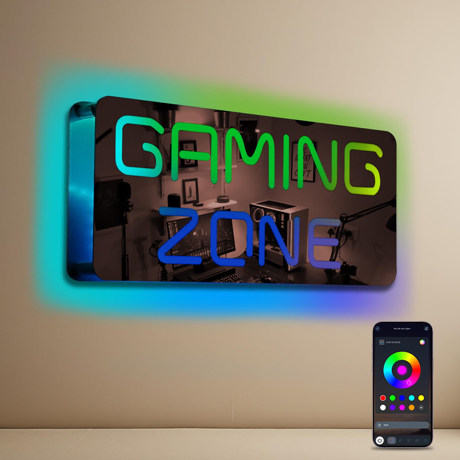 ineonlife Neon Sign for Gaming Room Decor, Mirrored Colorful, 14.57 x 6.3 inches, USB Powered