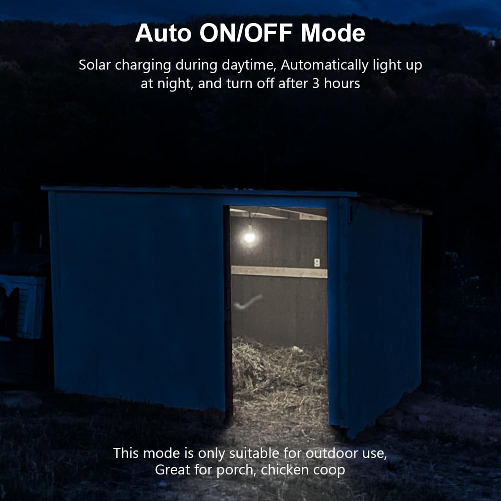 Portable Solar Light Bulbs with Auto On Off Mode for Indoor Home and Chieken Coop, Solar LED Bulb Lights for Camping Tent Emerge