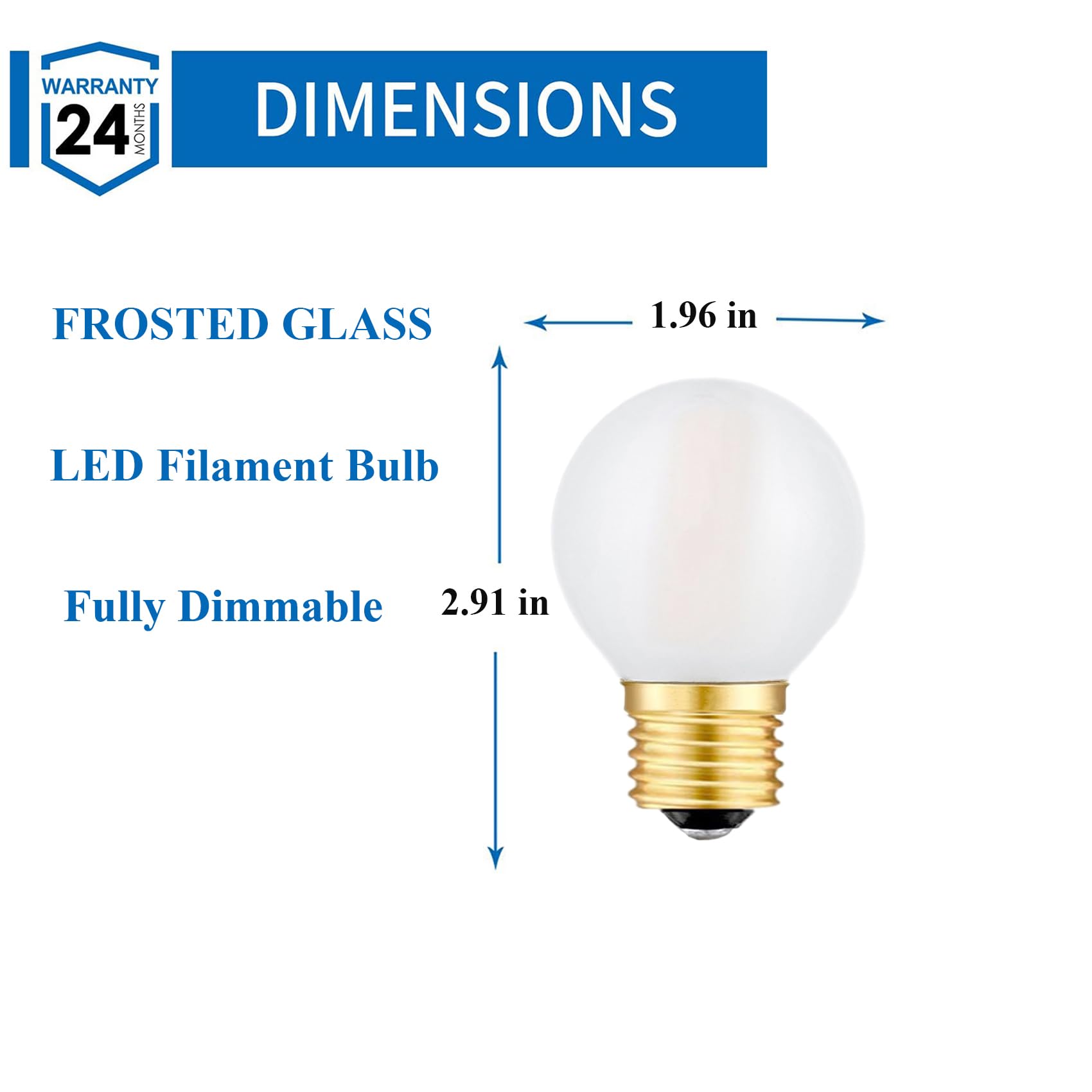 Beonllay Led Light Bulbs 40 Watt Equivalent E26 Led Bulb 4W Dimmable Frosted Globe Light Bulbs, 2700K Warm White G16.5 Light Bul