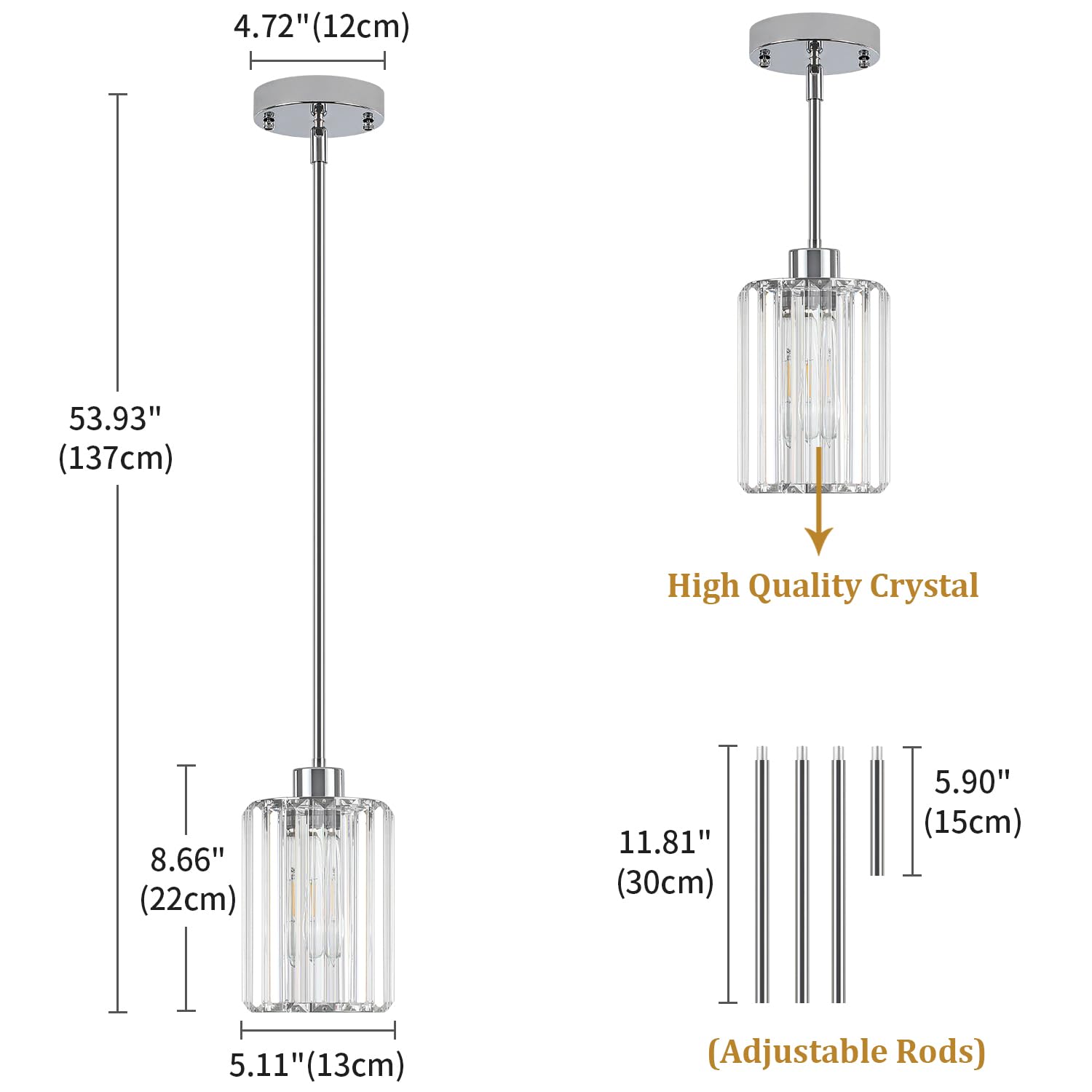 Zsmihdoh Chrome Pendant Lights  Modern Crystal Pendant Lighting For Kitchen Island  Mini Kitchen Chandeliers Hanging Pendant Lights For Bedroom Dining Room Hallway