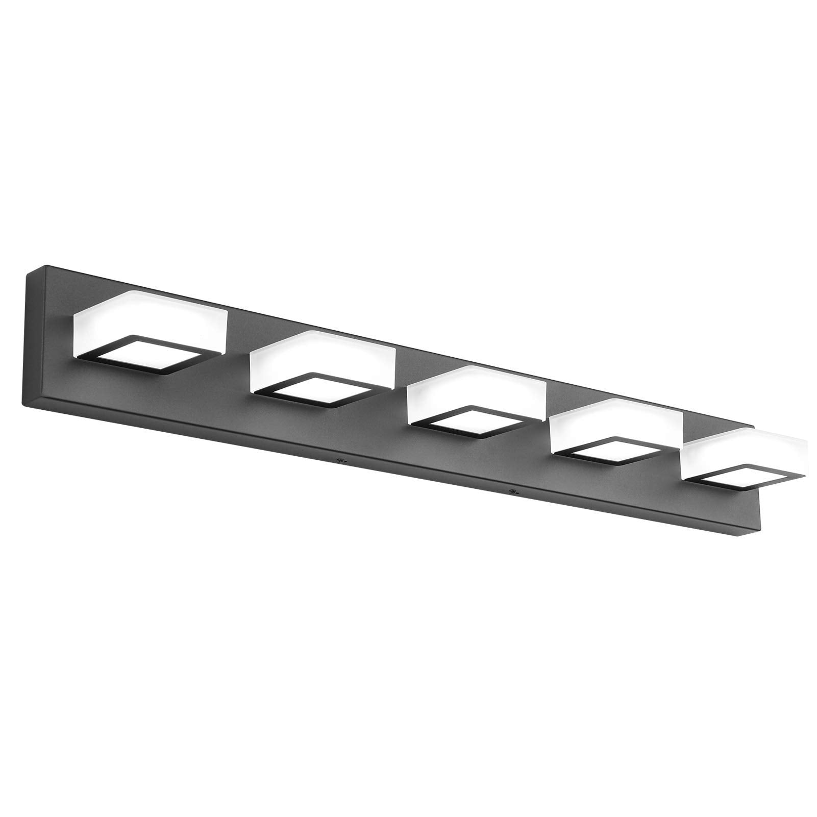 Ralbay 5-Light LED Modern Black Vanity Lights, Acrylic, Matte Black, Model 8590