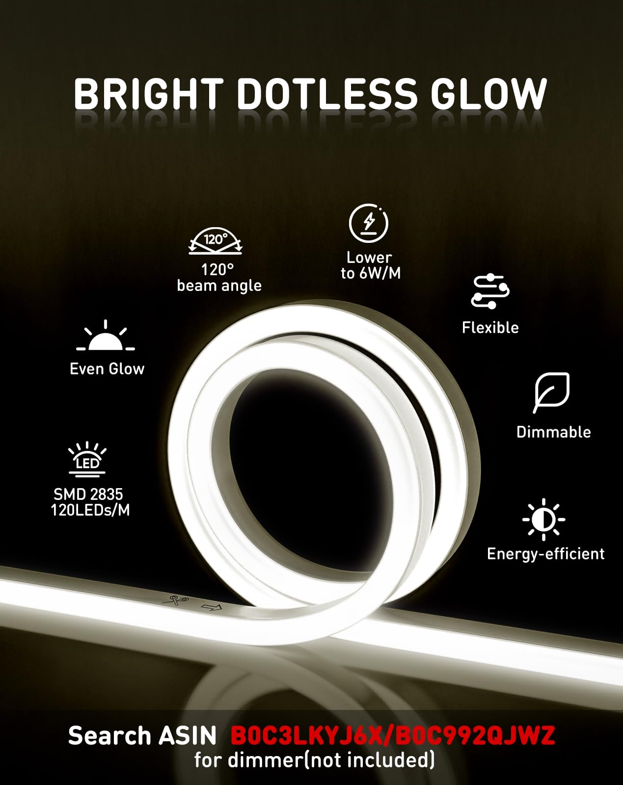 Shine Decor LED Neon Rope Lights, 132FT, Cool White, Waterproof, PVC, Plug & Play, Outdoor/Indoor Use