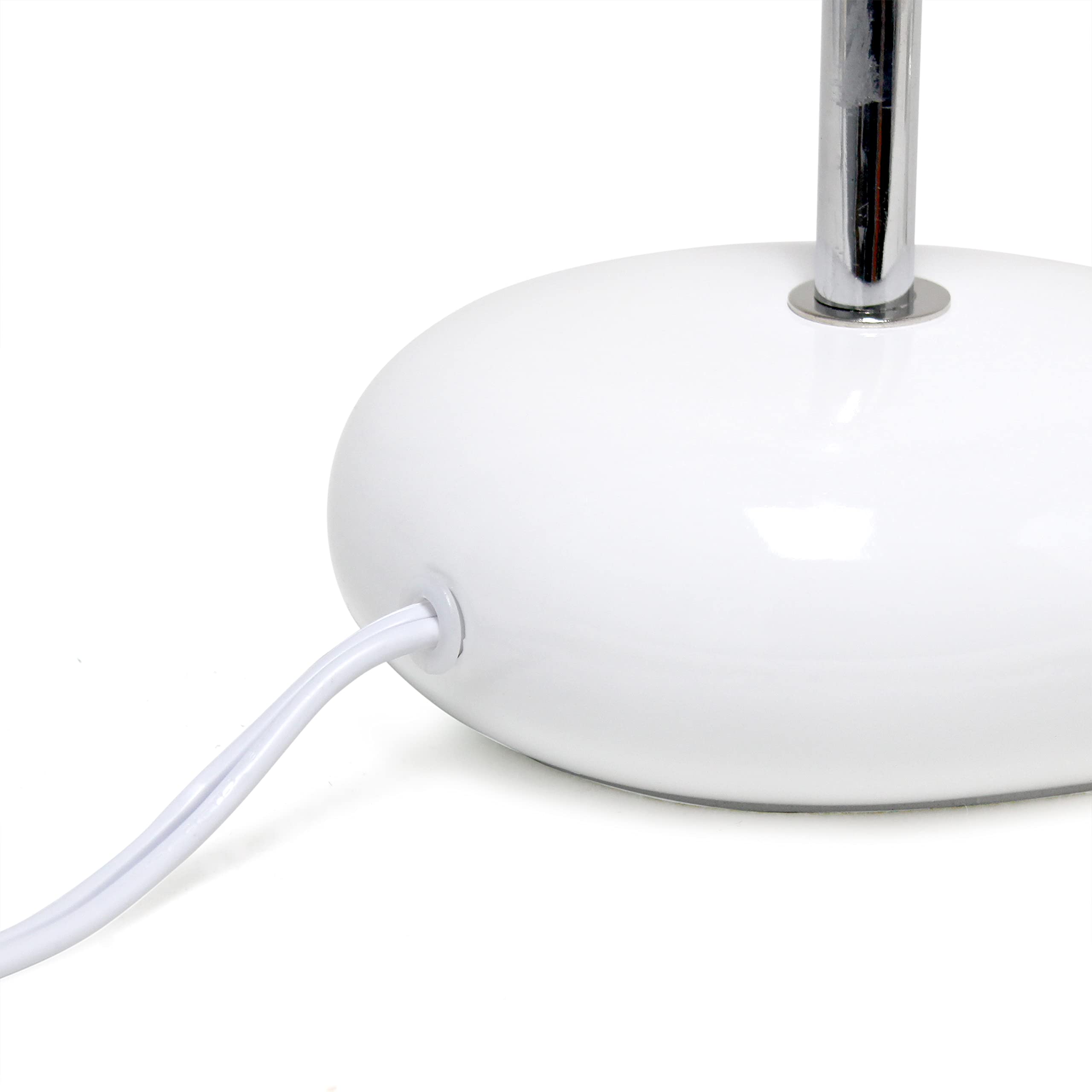 Simple Designs Lt1153-Wht Petite Circle Stone Table Lamp For Bedroom, Kids Room, Office, Living Room, Nursery, Reading Nook, Whi