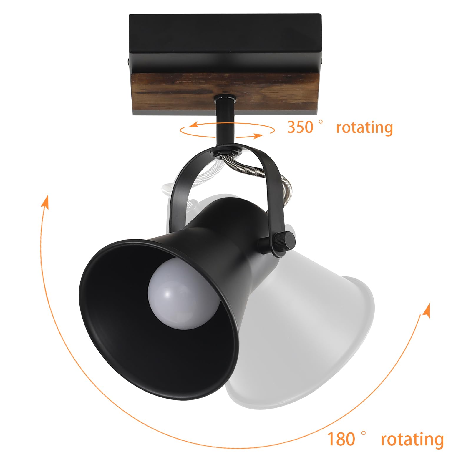 Seeblen 4-Light Kitchen Light Fixtures - Adjustable Ceiling/Wall Mount Spotlight, Industrial Black Track Lighting For Living Roo