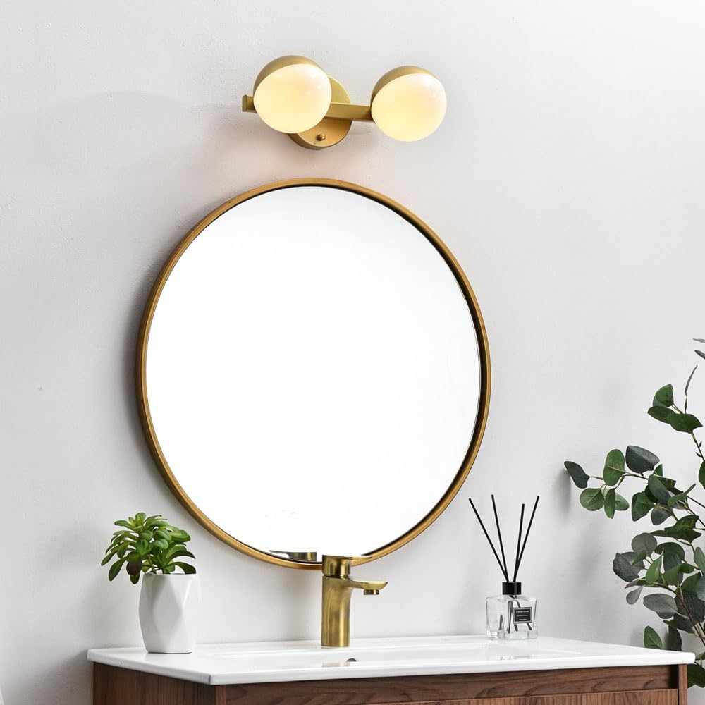Living District Majesty 2-Light Metal Bath Sconce in Brass/Frosted White