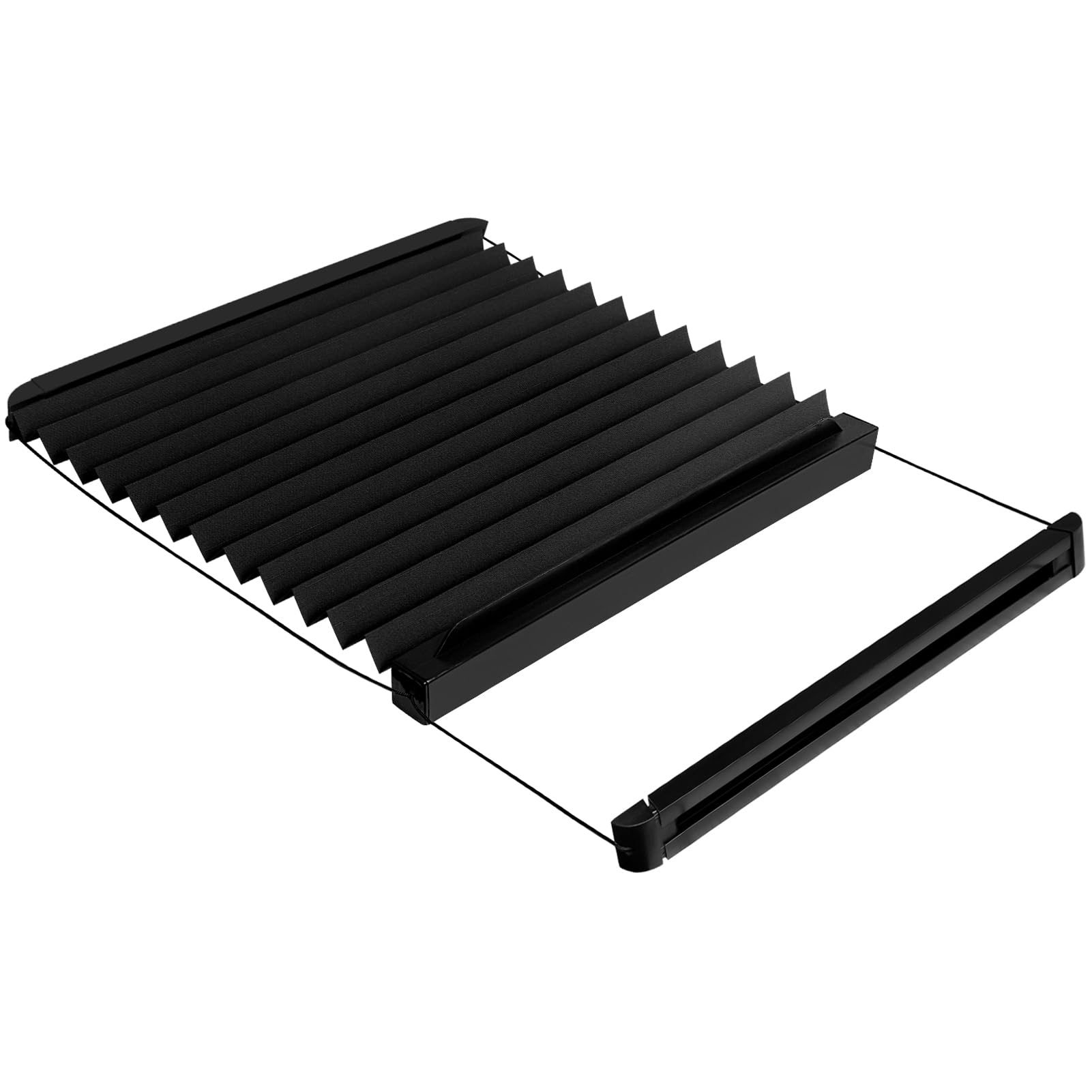NOVINO RV Thin Pleated Shade Replacement, 12" x 21", Black, Compatible with Lippert Entry Doors, Model RS-012