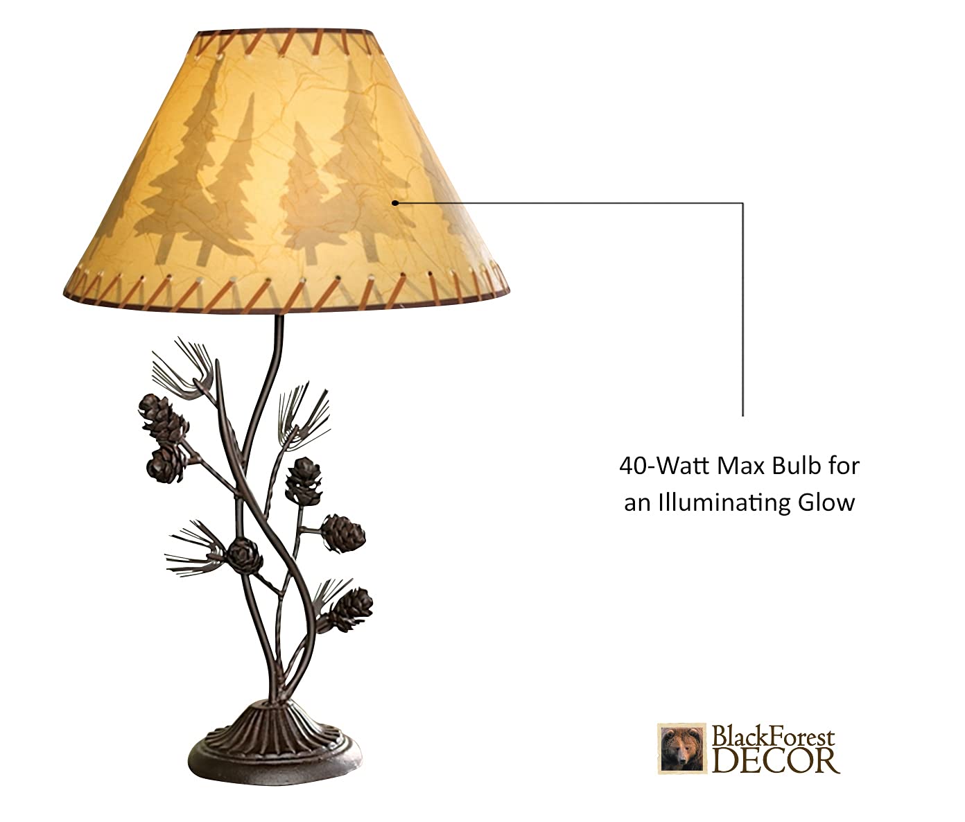 BLACK FOREST DECOR Metal Pinecone Table Lamp - 26.5" Farmhouse Lighting for Living Room, Bedroom, Cabin
