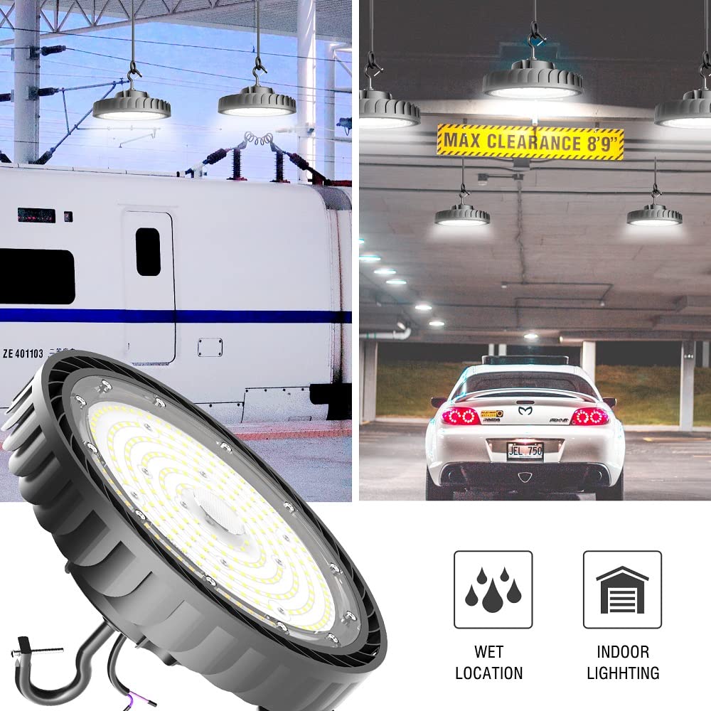 BEULT 200W High Bay LED Light, 30000LM, 0-10V Dimmable, Aluminum, Black, Model BEULT-200WZ-1P, 1