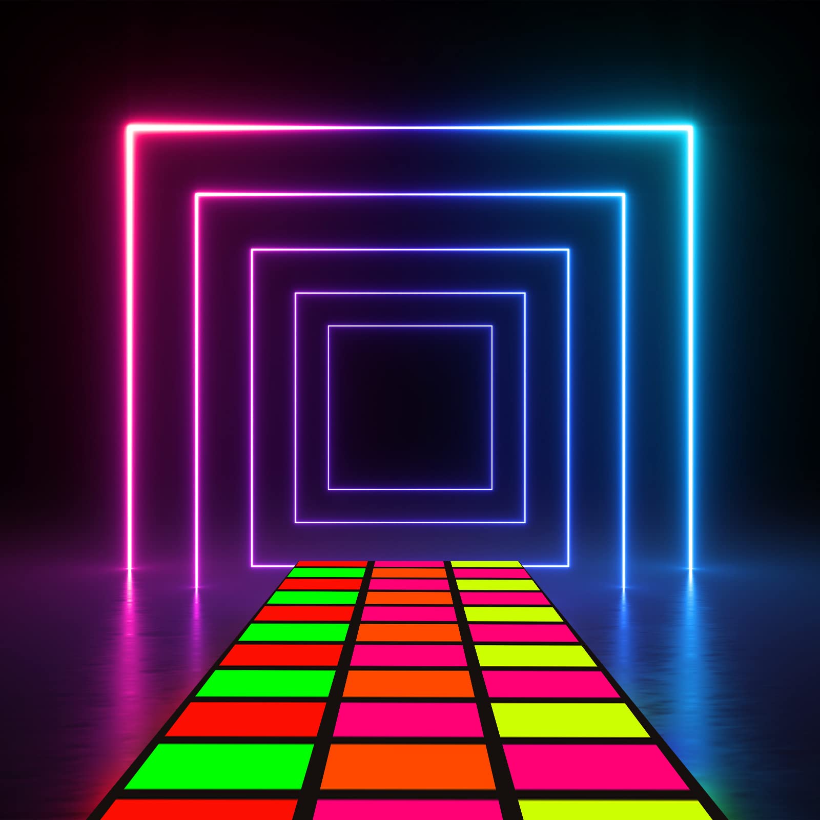 Mixweer Disposable Neon Dance Floor Runner, 118 x 39 Inch, Multi Color, Model PRI-Mixweer-0584, Ideal for Parties and Events