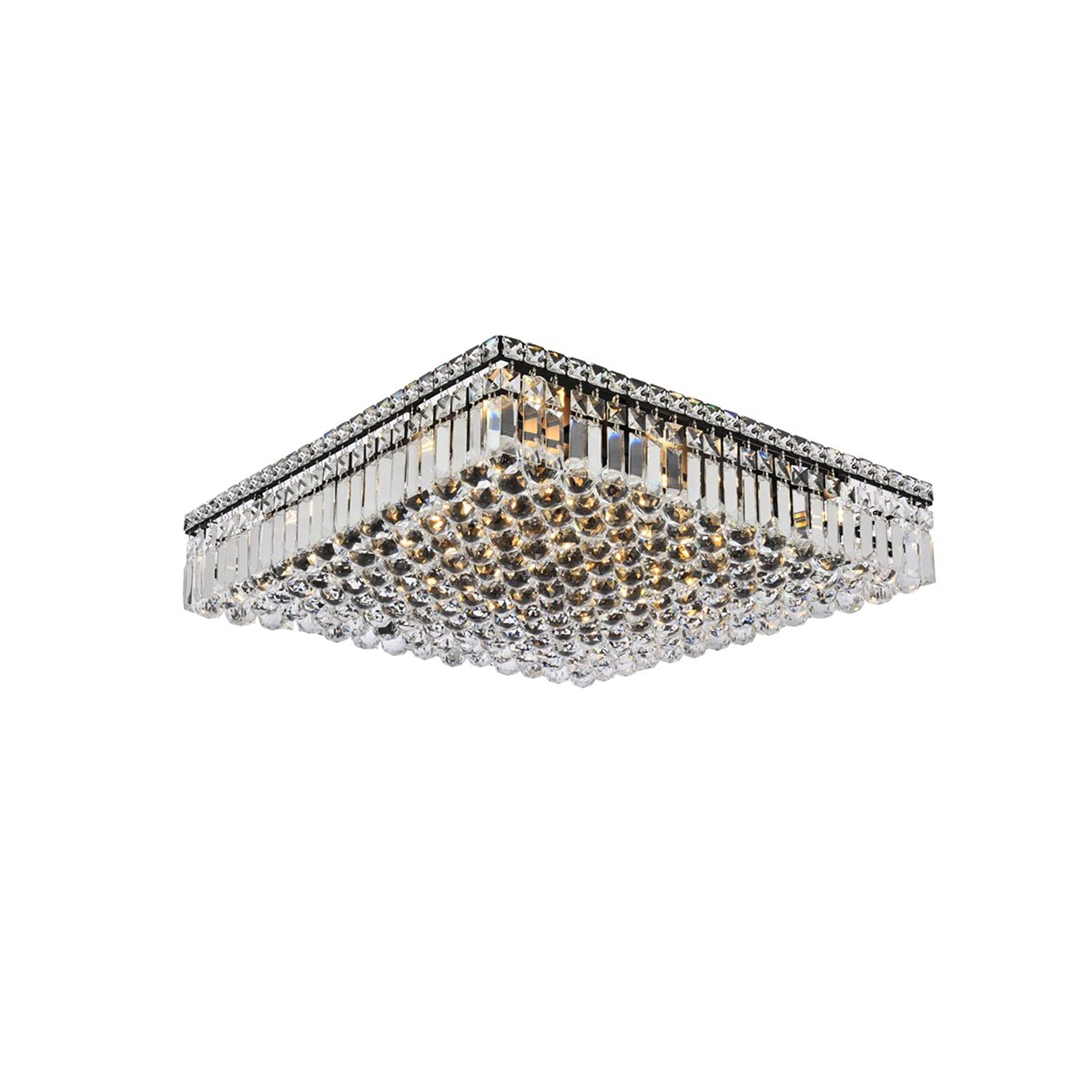 Elegant Lighting Maxime 24&quot; Black Metal & Crystal Flush Mount Ceiling Light Fixture