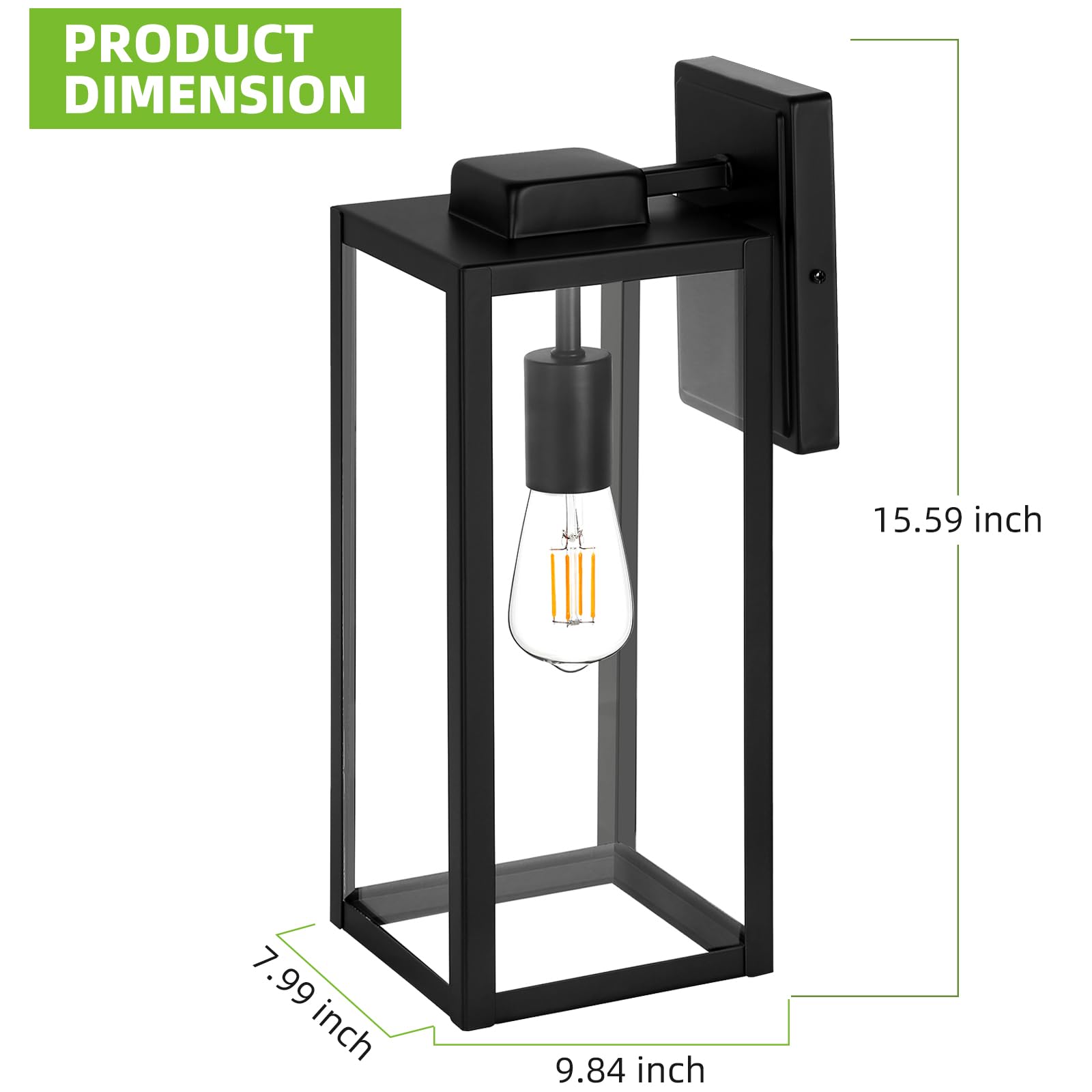 Hykolity Large Size Outdoor Wall Lights,16 Inch Wall Lantern, Waterproof Exterior Wall Sconce, Anti-Rust Wall Mounted Lighting W
