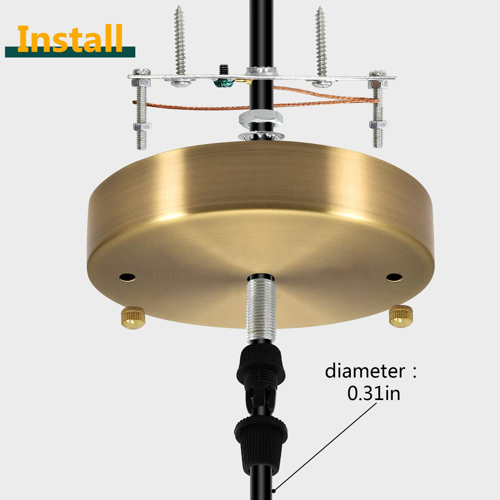 VTYXCTIGJ Light Canopy Kit - 4.7" Gold Metal Chandelier Plate with Mounting Hardware, Vintage Design, Model DP01
