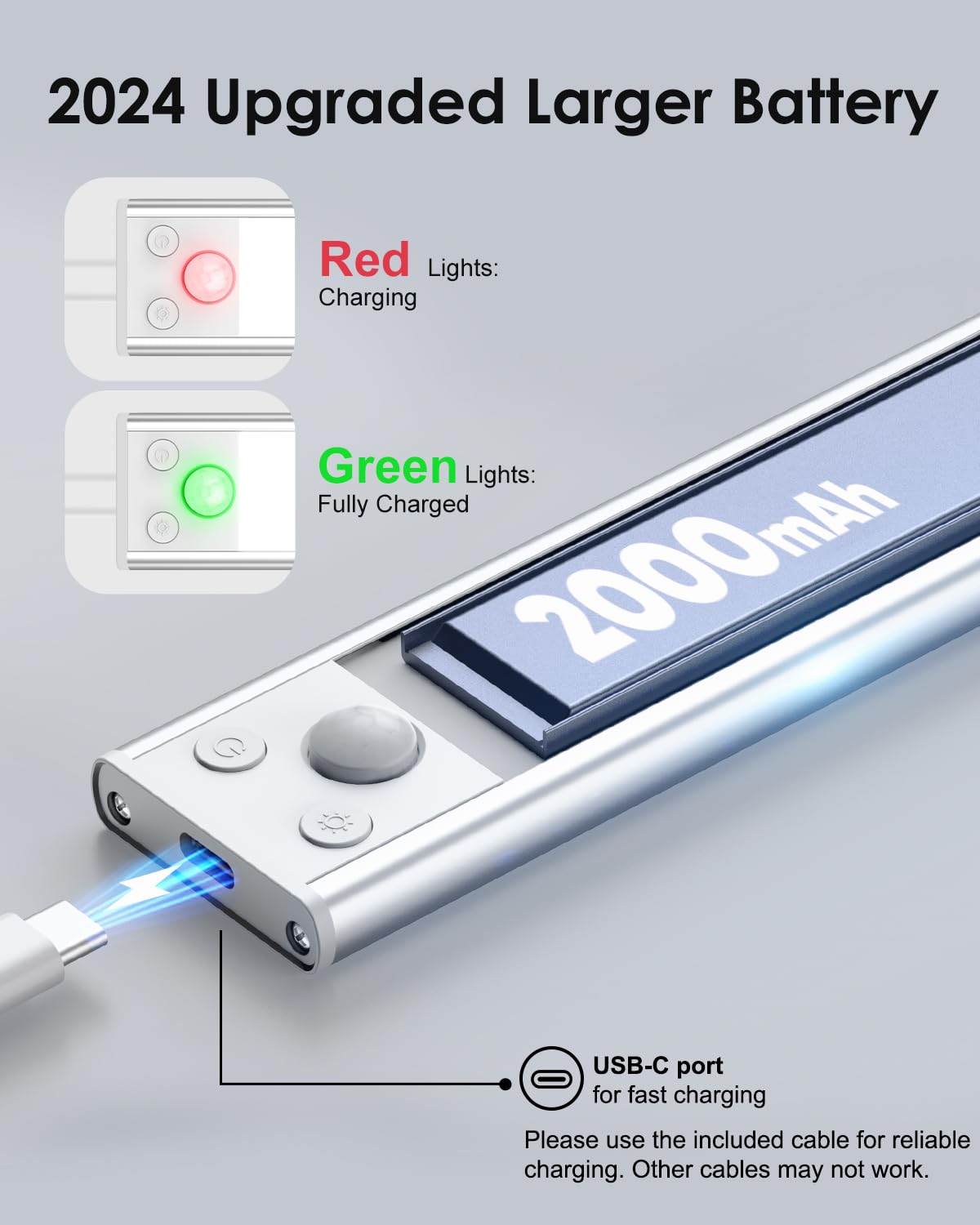 VerRon 5-Pack Under Cabinet Lighting, 68LED, 2000mAh Rechargeable, Motion Sensor, 8" Wireless Dimmable, 3CCT for Kitchen/Home