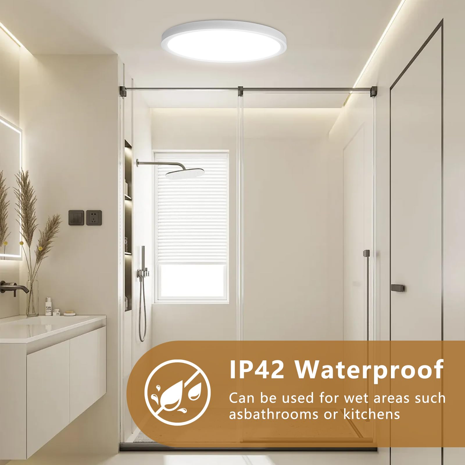 Dimmable 12Inch Led Flush Mount Ceiling Light, 24W, 2520Lm, 2700K/3000K/4000K/5000K/6000K Cct Selectable,Led Round Flat Panel Li