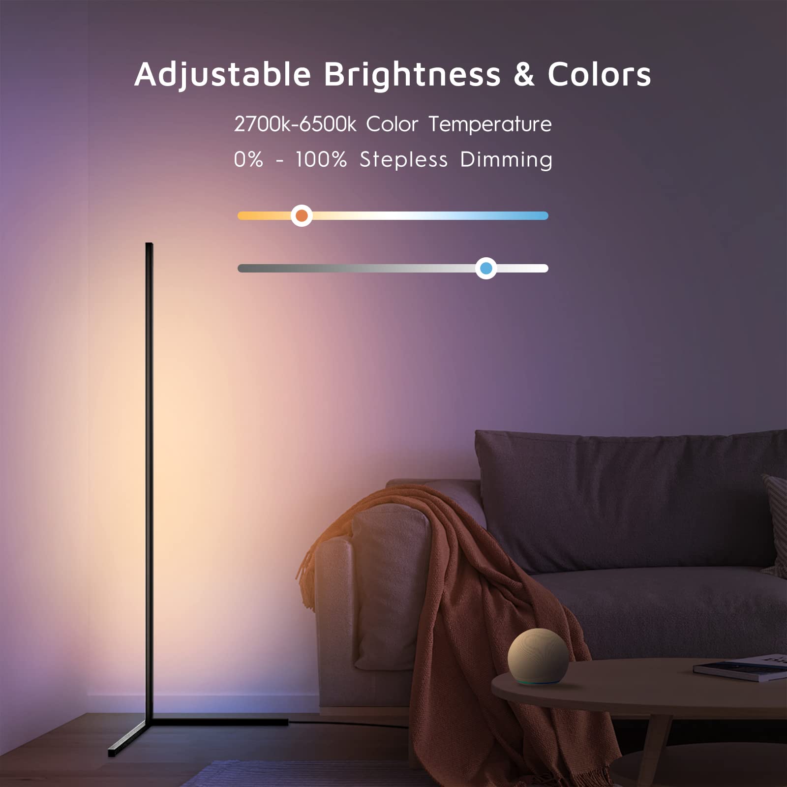 Tacopet Rgbww Corner Lamp - Smart Color Changing Floor Lamp, Alexa & Google Home Compatible, 61"
