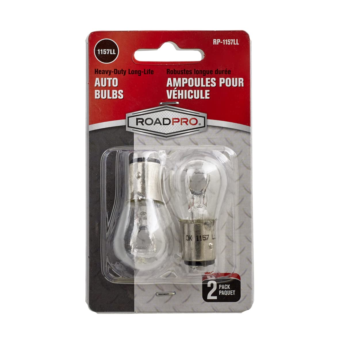 RoadPro RP-1157LL Clear Heavy Duty Long-Life Replacement Bulbs for 3157 automotive turn signal, stop and tail lights bulbs - Pac