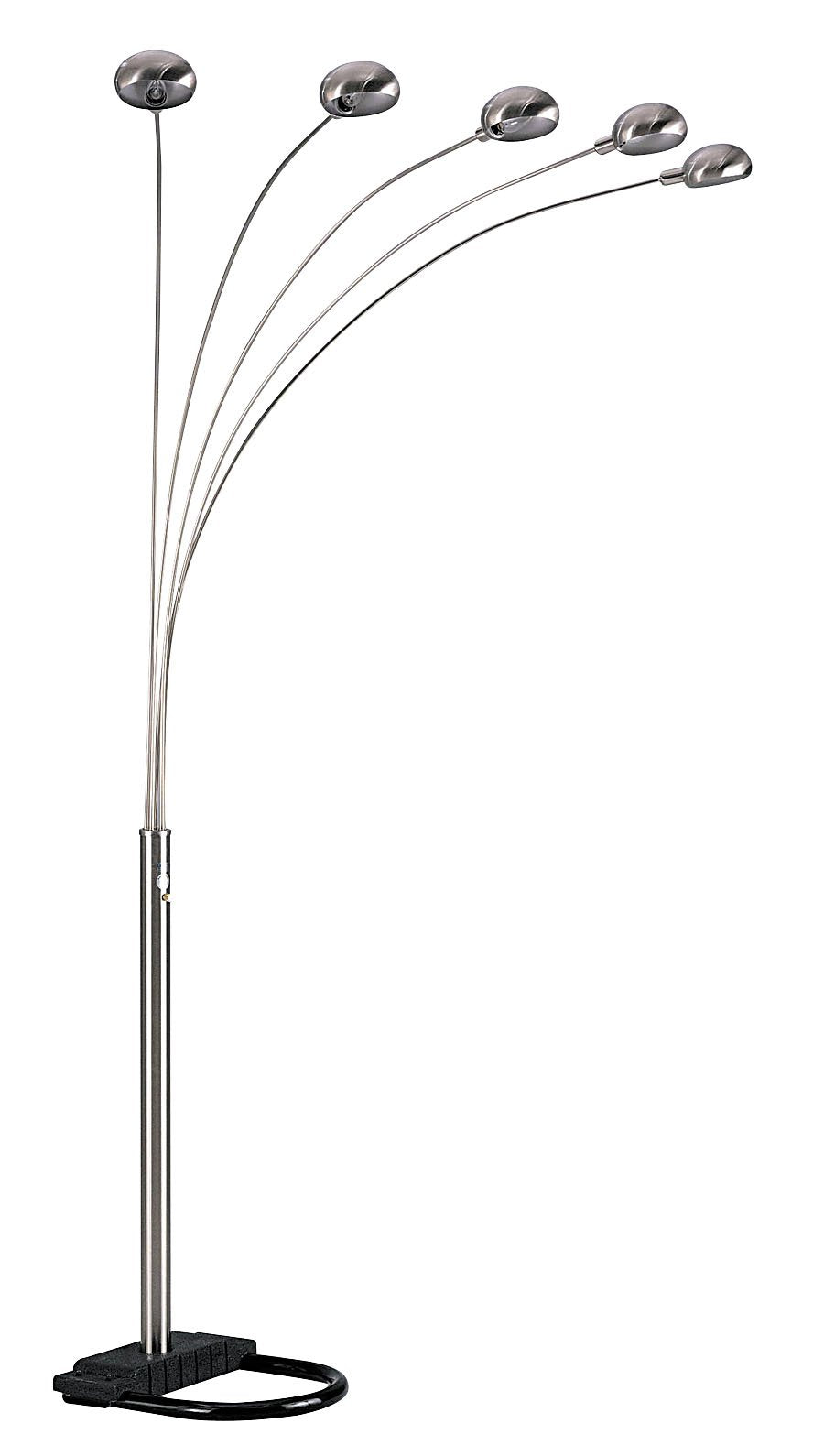 Sh Lighting Ore 6962Sn 5-Head Metal Dome Shade Arc Floor Lamp, Satin Nickel, 84&quot; X 45