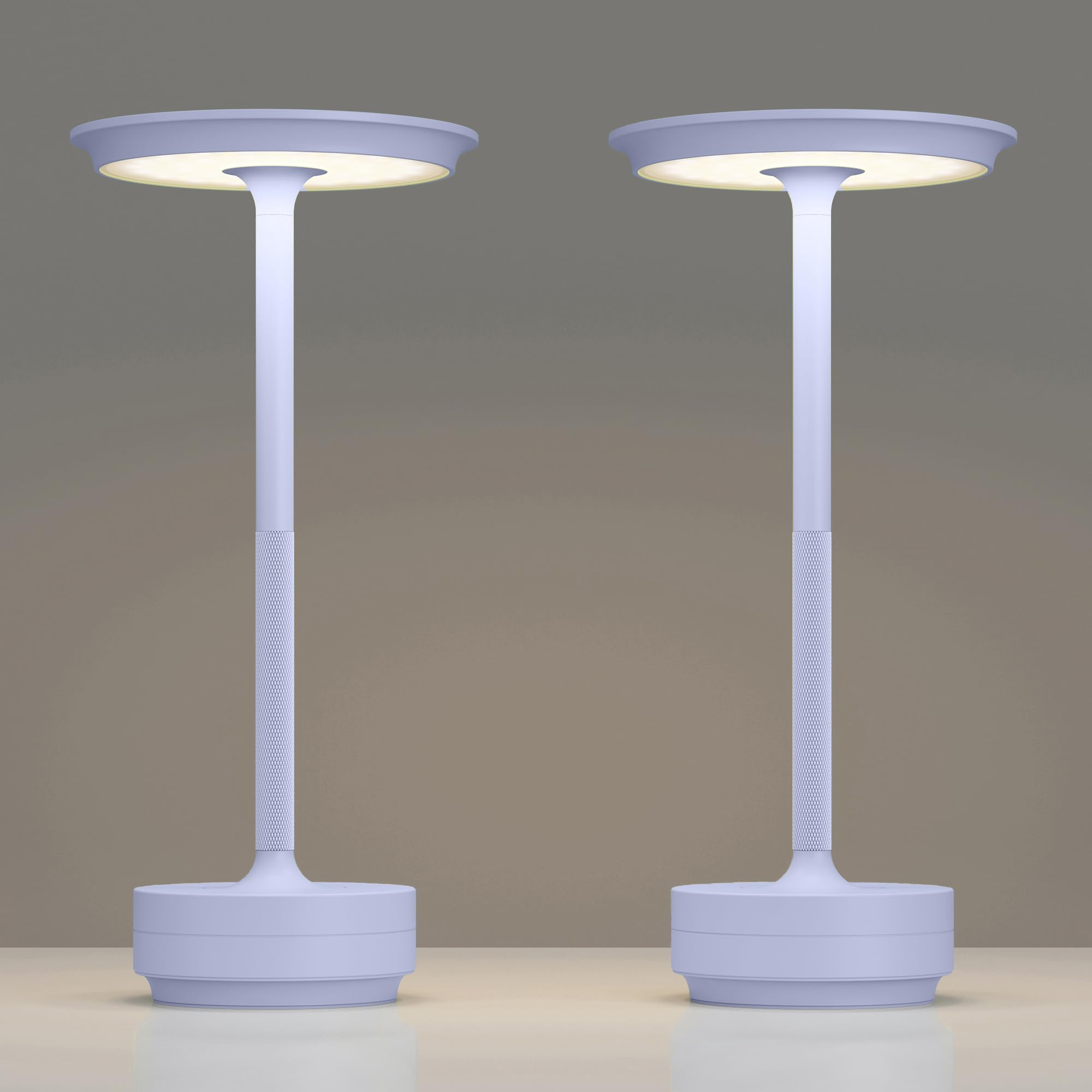 TBBGA Rechargeable Cordless Table Lamps, 5000mAh, 3 Color Dimming, Aluminum, Light Purple, Model T106C, 2 Pack