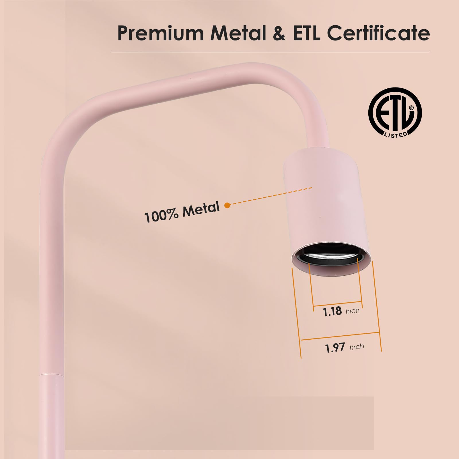 Boostarea Floor Lamp, Modern Cute Pink Floor Lamp, 63Inch Metal Standing Lamp, E26 Socket, On/Off Footswitch, Etl Listed, Tall T