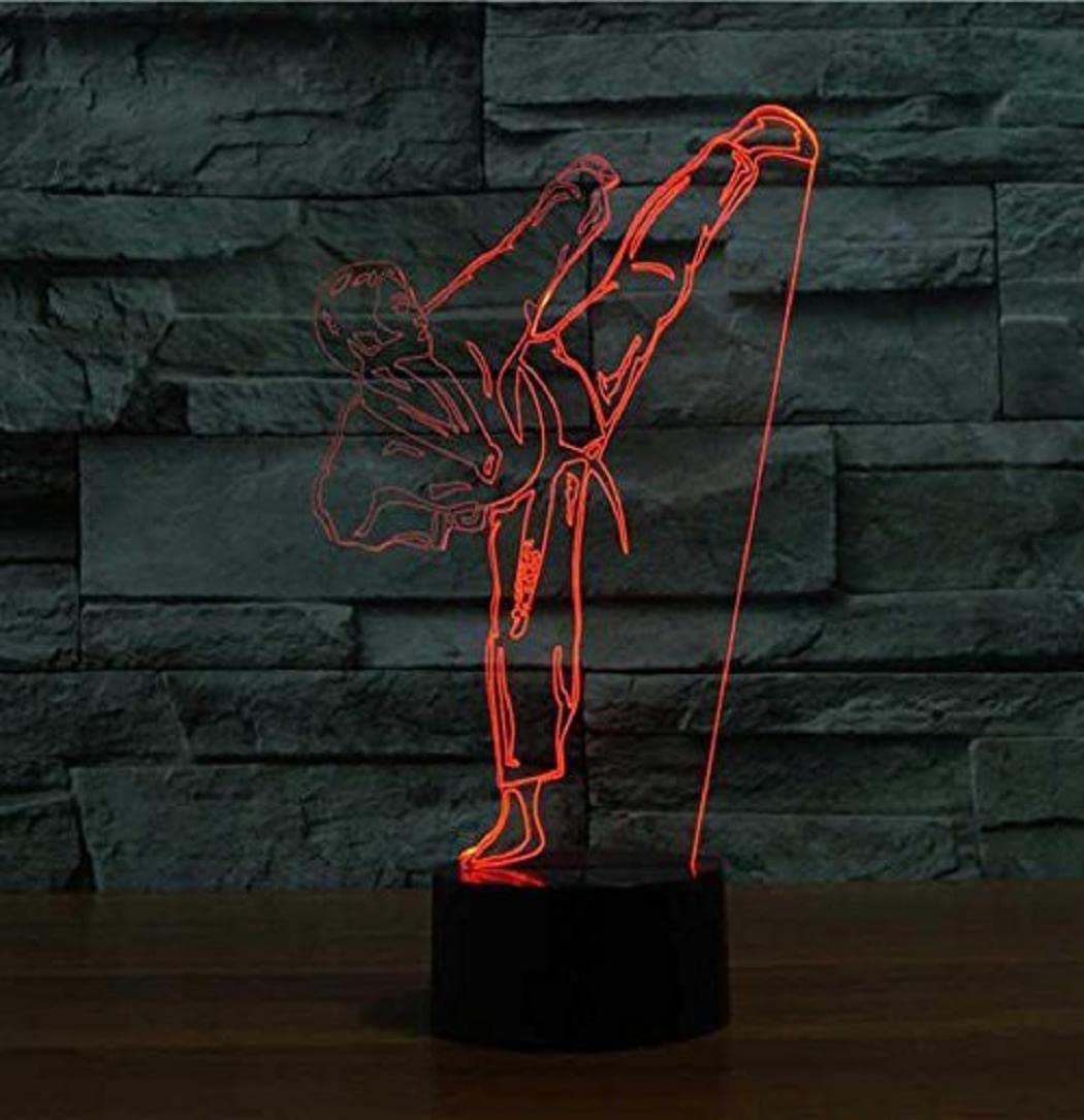 YTDZLTD 3D Taekwondo Night Light - 16 Colors, USB Power, Touch Switch, Clear Decor Lamp