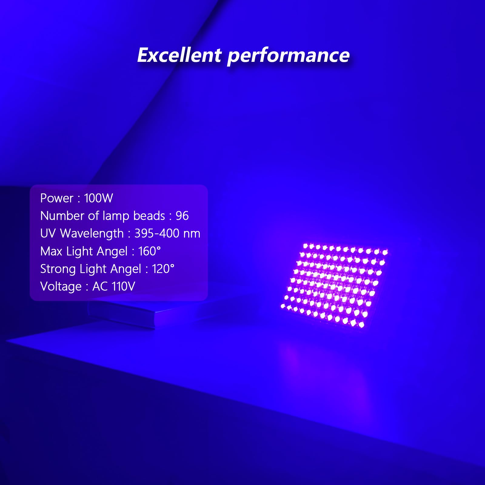 100W Led Uv Black Light, Powerful Uv Spotlight, Ip66, 395Nm Uv Lamp For Christmas, Halloween Glow Party(1 Packs)