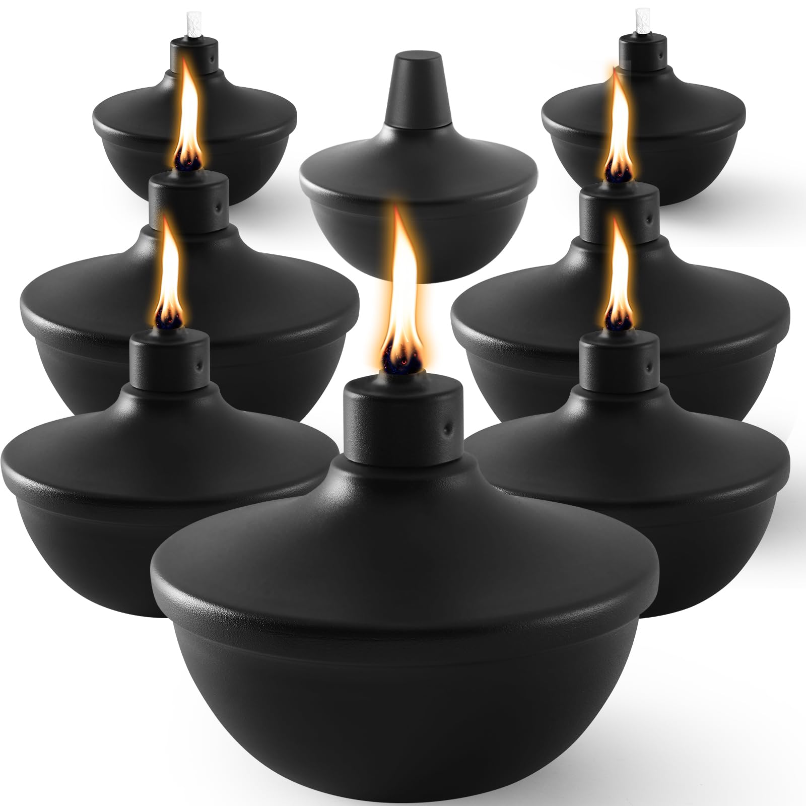 Zspeng 8 Pack Metal Citronella Torches - Refillable Outdoor Flame Lights For Party & Garden Decor