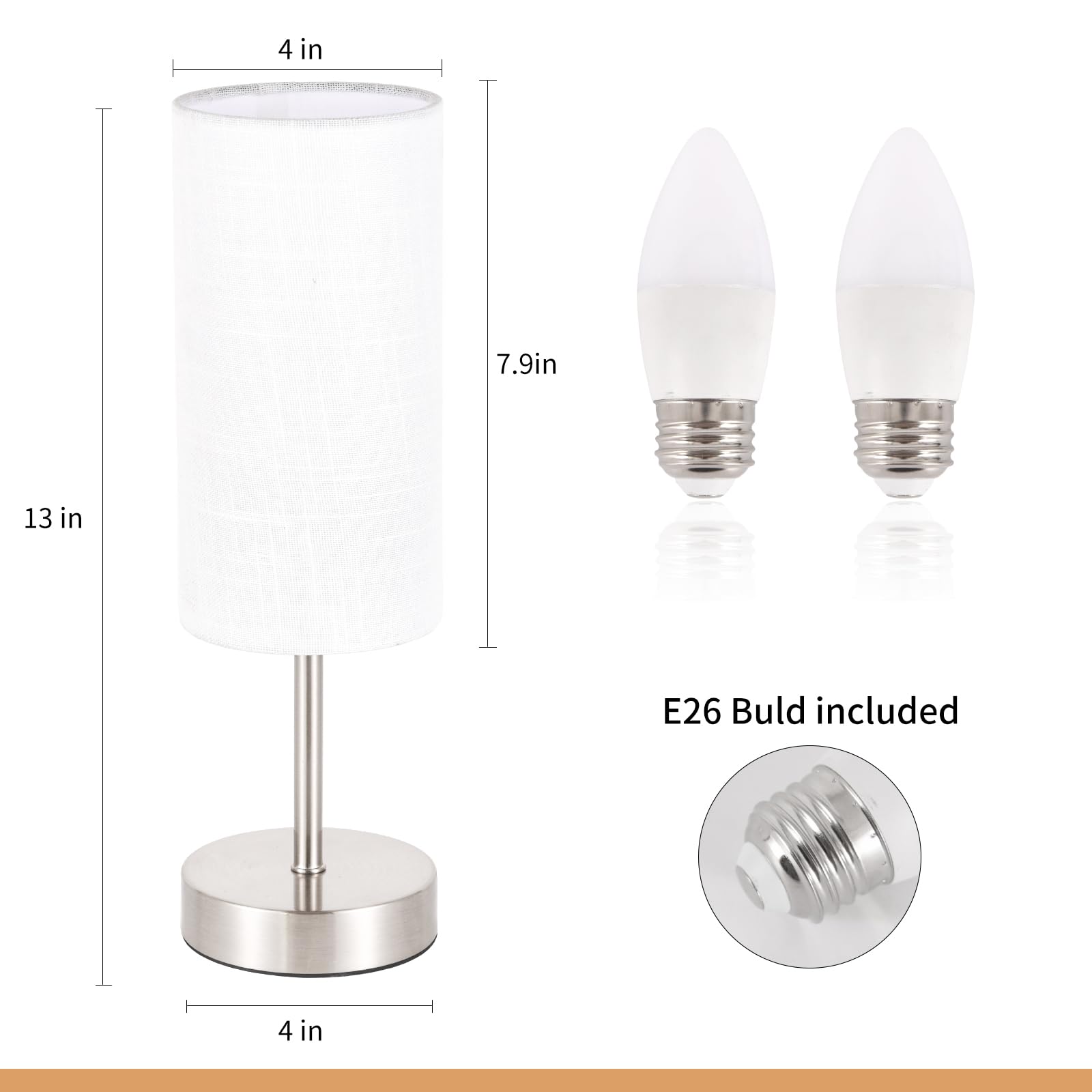 Rislg 2 Pack Small Table Lamp For Bedroom, Bedside Lamp For Nightstand, Minimalist Modern Desk Lamp With Linen Fabric Shade For