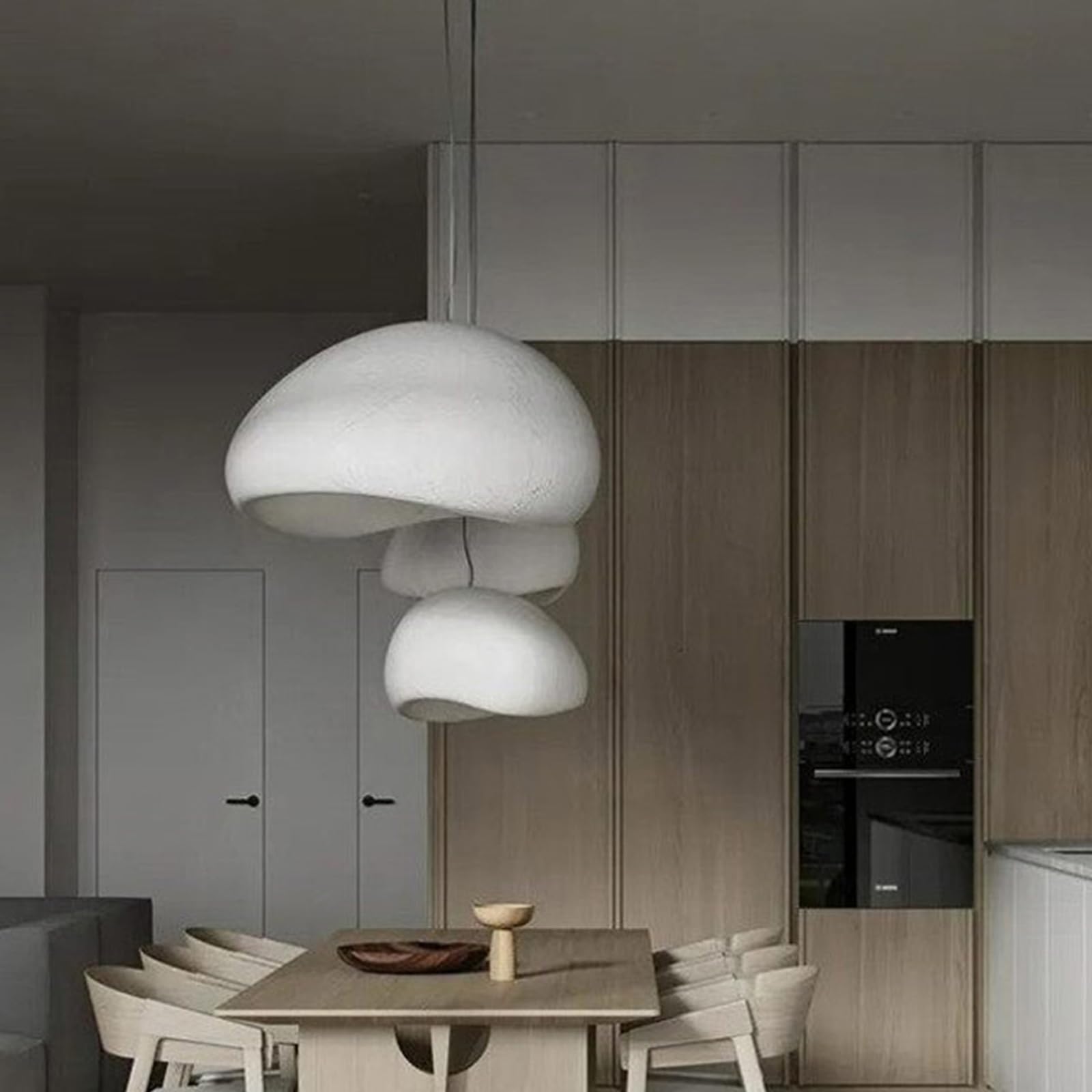 JAYMP 70cm Pendant Light - Modern Bird Nest Shape, Matte White, E26 Base, Wabi-Sabi Style for Dining Room, Kitchen, Hallway, Model GB7499