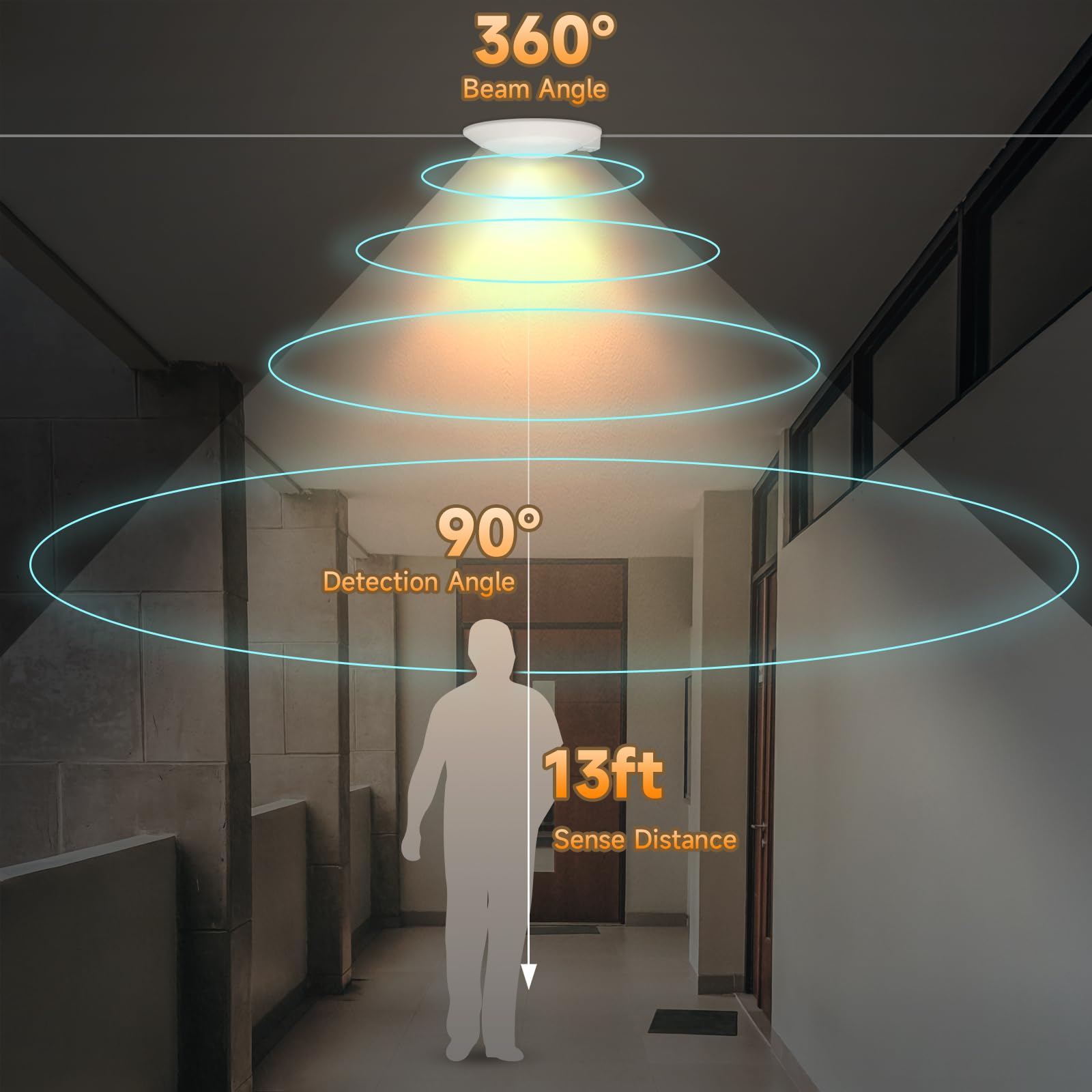 Ecoeler Pir Motion Sensor Ceiling Light, 3Cct Selectable Occupancy Light With Time Countdown & Dusk-To-Dawn Sensor, 16W 1000Lm,