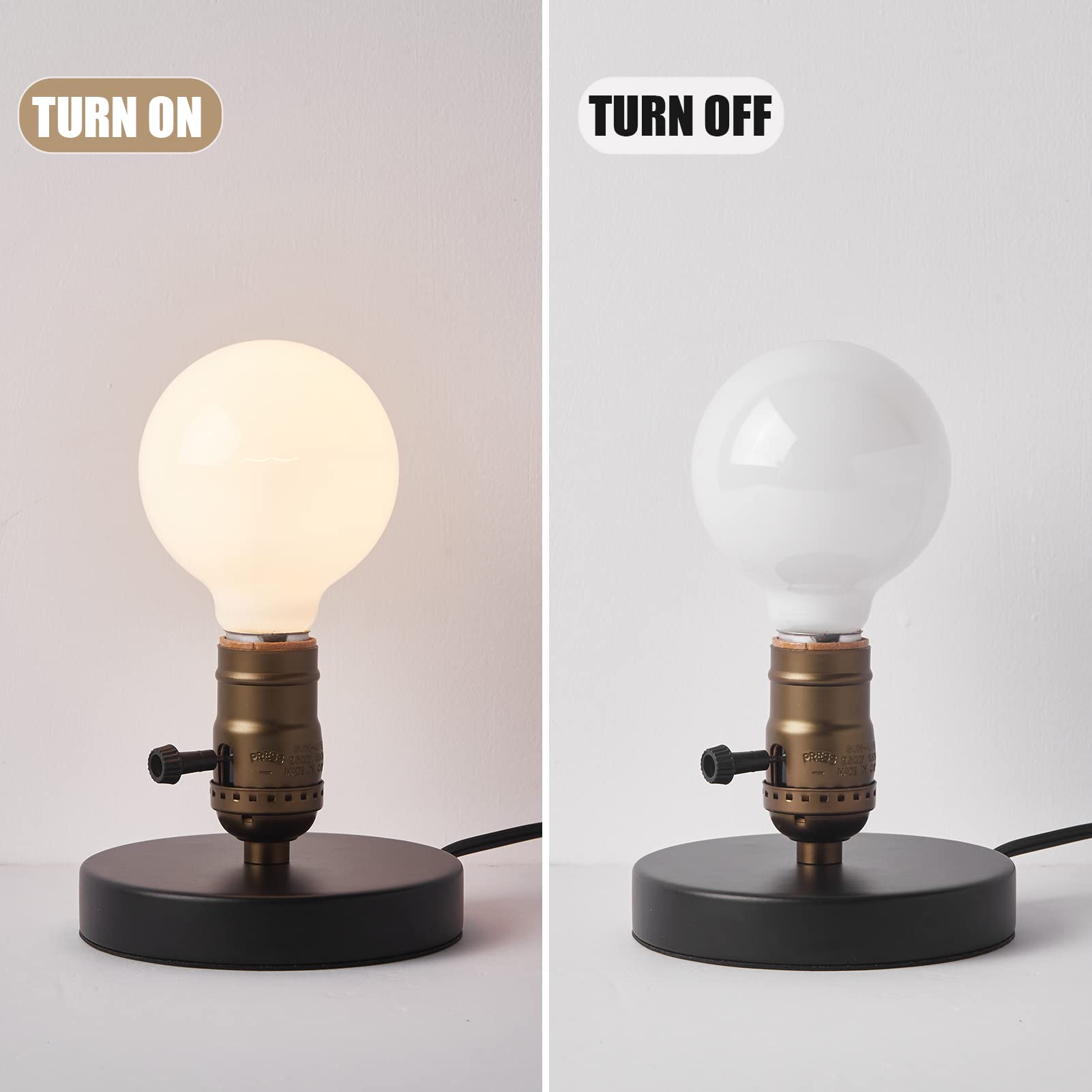 Ouxean Vintage Table Lamp, Industrial Desk Lamp Small Retro Bedside Lamp With On/Off Switch E26 Lamp Holder For Home Lighting De