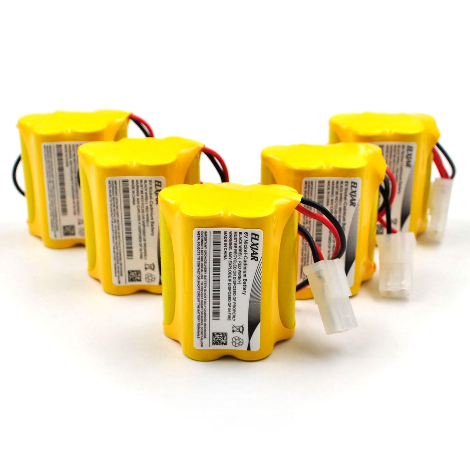 elxjar (5-Pack) 6V 1000mAh Ni-CD Battery Replacement for Aritech 10050205 Lithonia ENB06006 Prescolite ENB-06006 E18750-100 N120