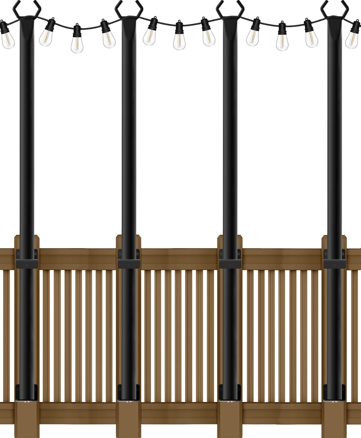 SINLEY 4 Pack 5Ft String Light Poles,Light Poles for Outside String Lights,Outdoor Light Poles with Fork,Metal Pole Stand for Pa